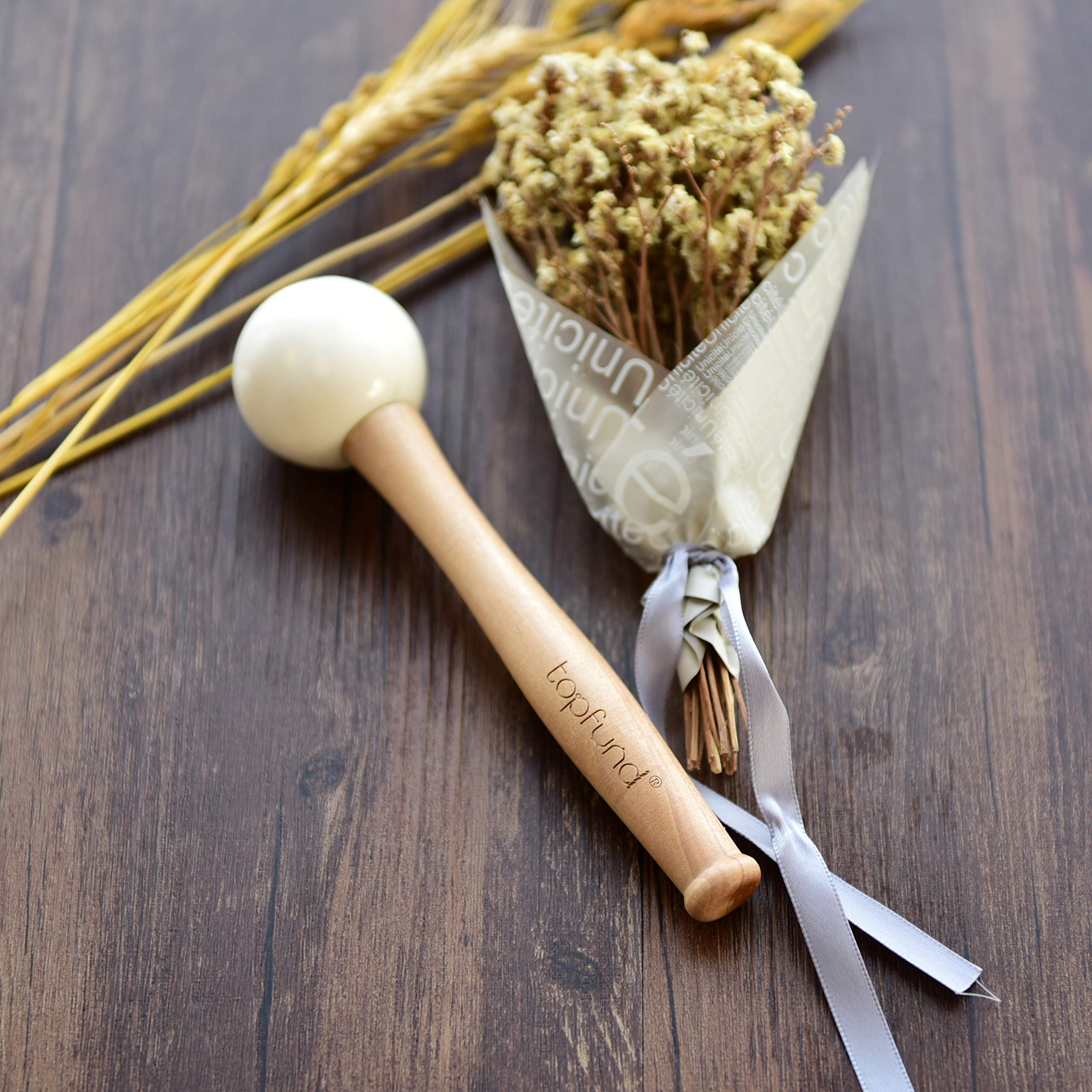 Topfund Crystal Singing Bowl Rubber Mallet With Bundle Pocket For Singing Bowls Playing