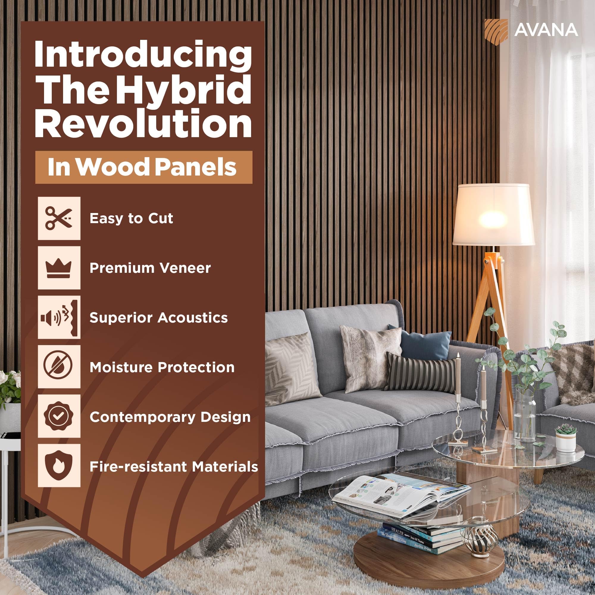Avana Modern Acoustic Wood Wall Panels   47.2 X 12.6 Inch Walnut Acoustic Panels 1 Pc   Wall Panels For Interior Wall Decor For