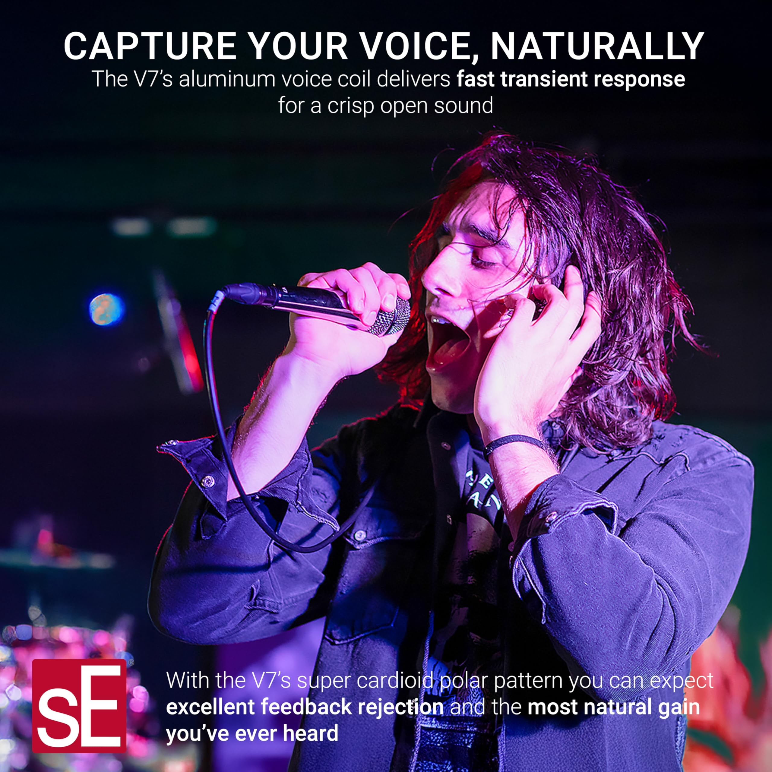 Se Electronics V7 Dynamic Microphone For Singing, Speech & Studio Recording - Xlr Handheld Professional Microphone With Supercar