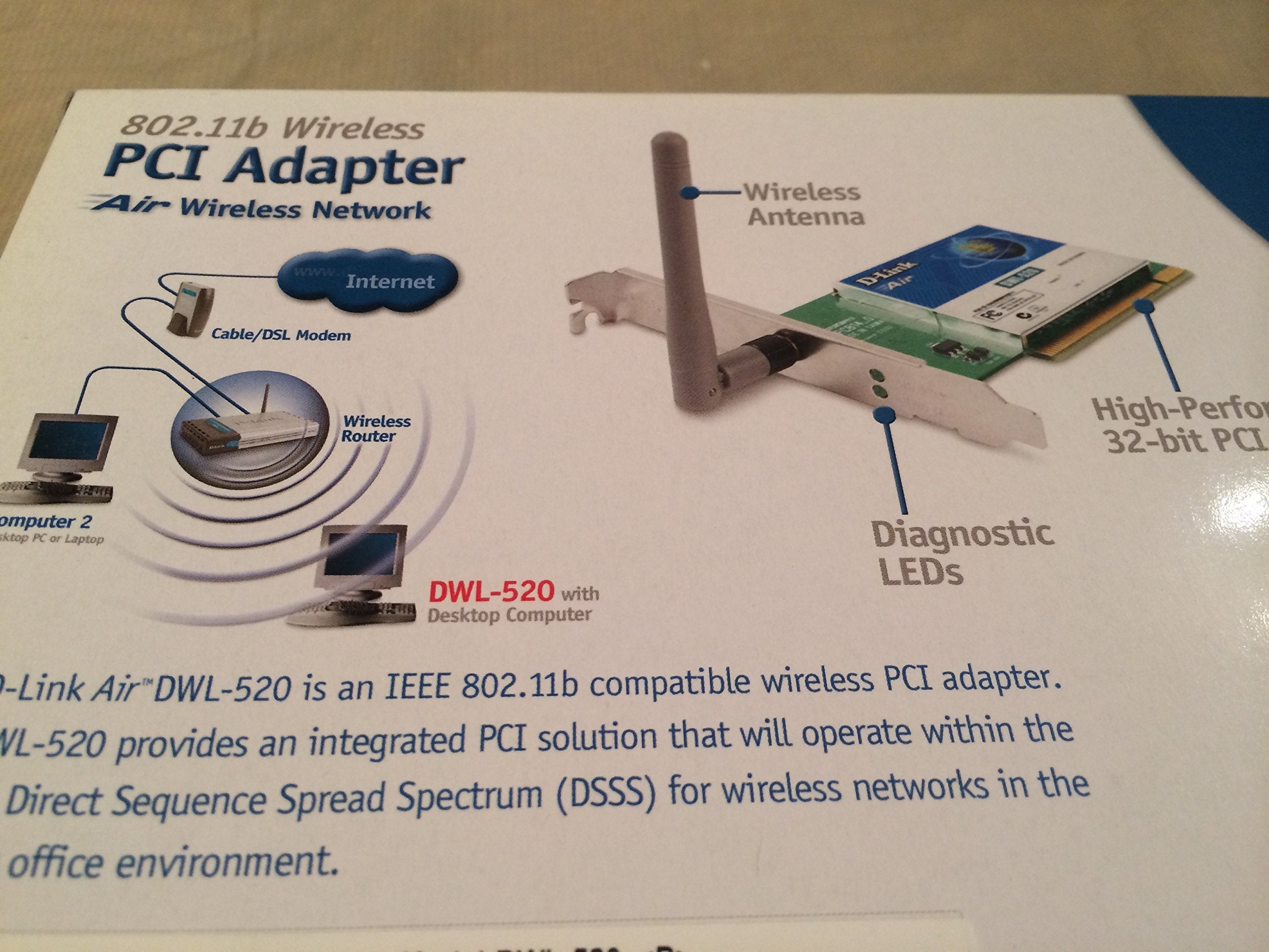 D-Link Dwl-520 Wireless Pci Adapter, 802.11B, 11Mbps