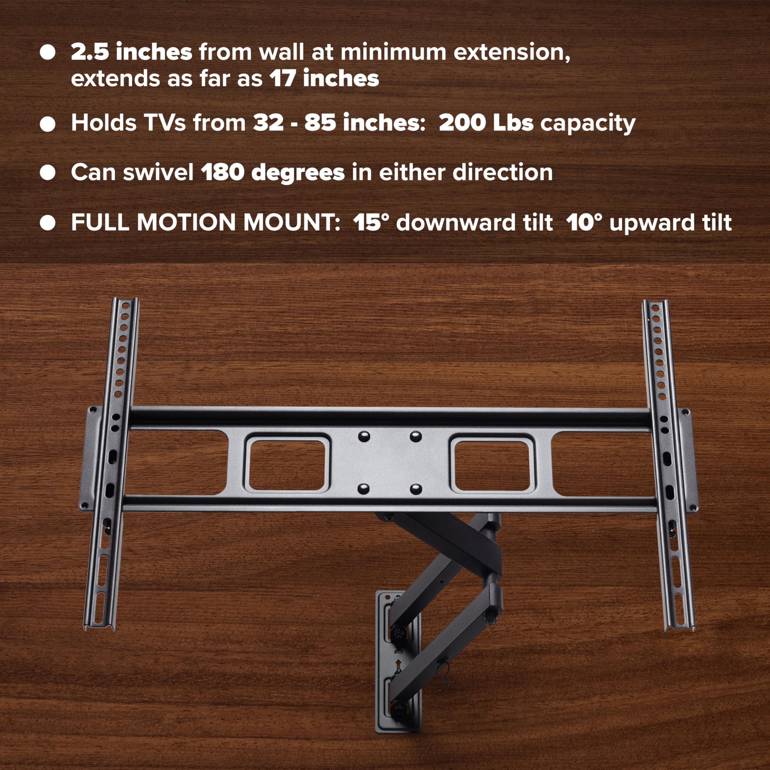 Gforce Gf-P1124-1096 Full Motion Tilt & Swivel Tv Wall Mount For Most 37-70 Tvs Led/Lcd Tvs- Holds Up To 110 Lbs