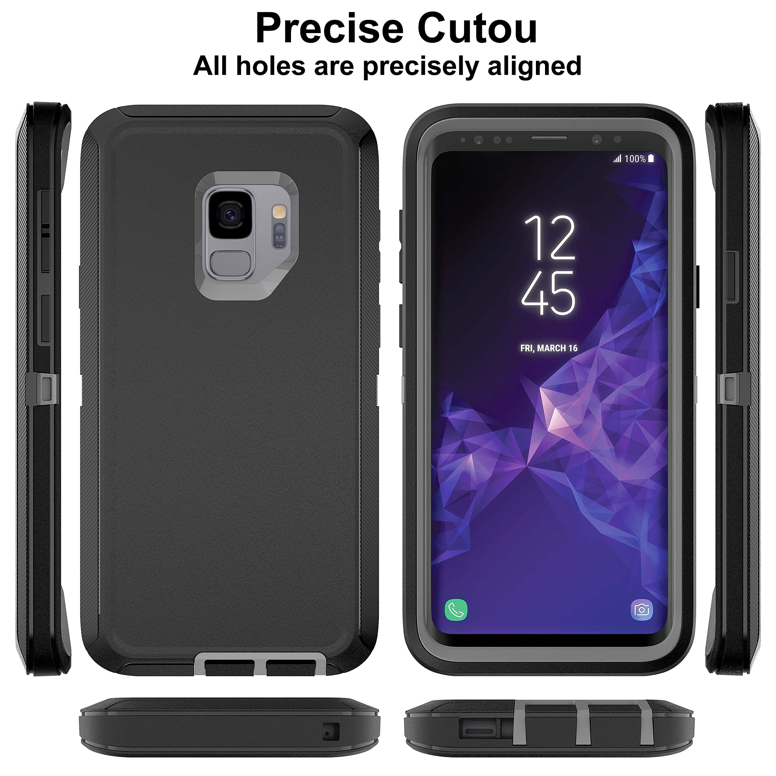 Hong Amy For Galaxy S9 Case, Samsung Galaxy S9 Case With Self Healing Flexible Tpu Screen Protector [2 Pack], 3 In 1 Full Body S