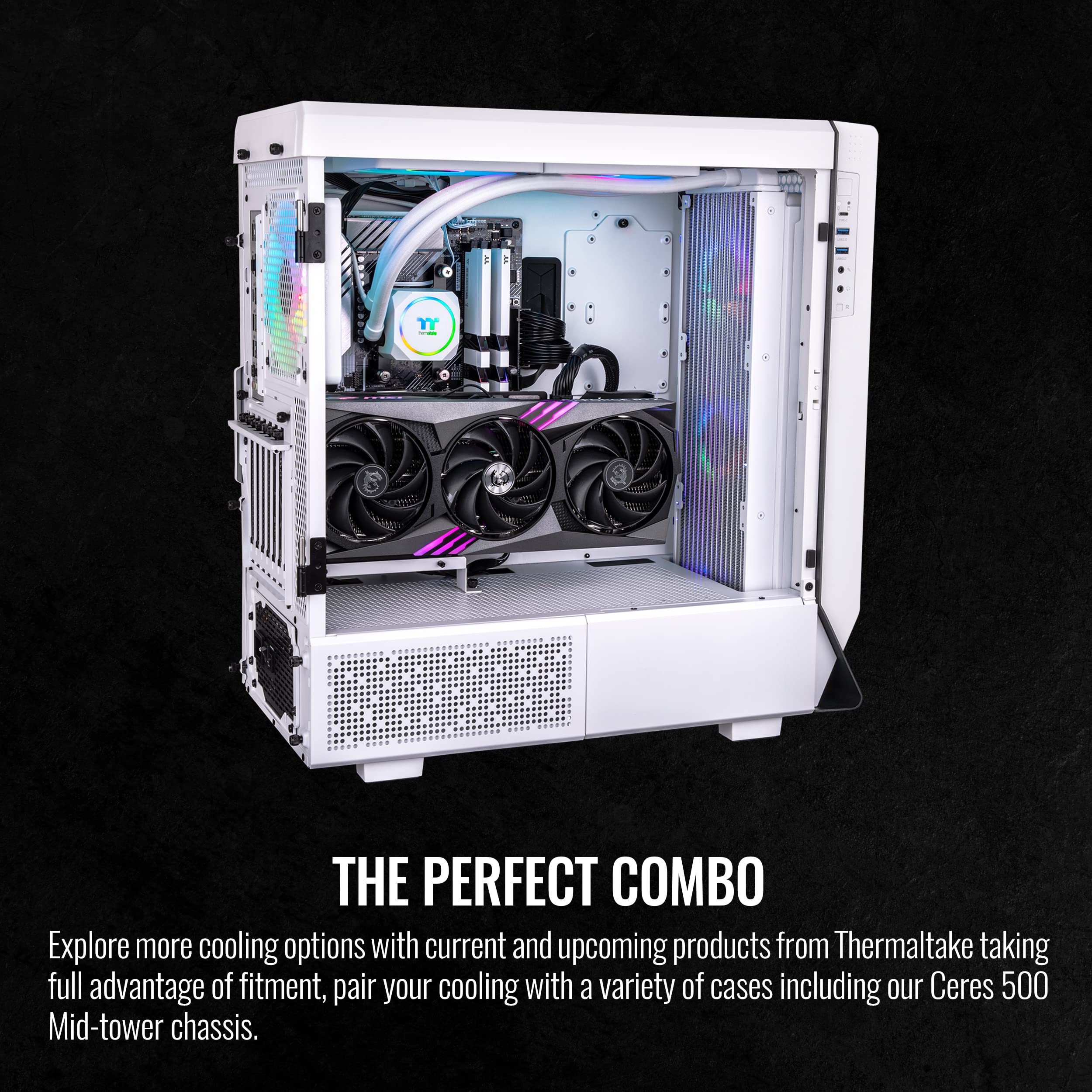 Thermaltake Th420 Argb Sync All-In-One Liquid Cooler Snow Edition, Amd(Am5/Am4) Intel(Lga 1700/1200), 420Mm High Efficiency Radi