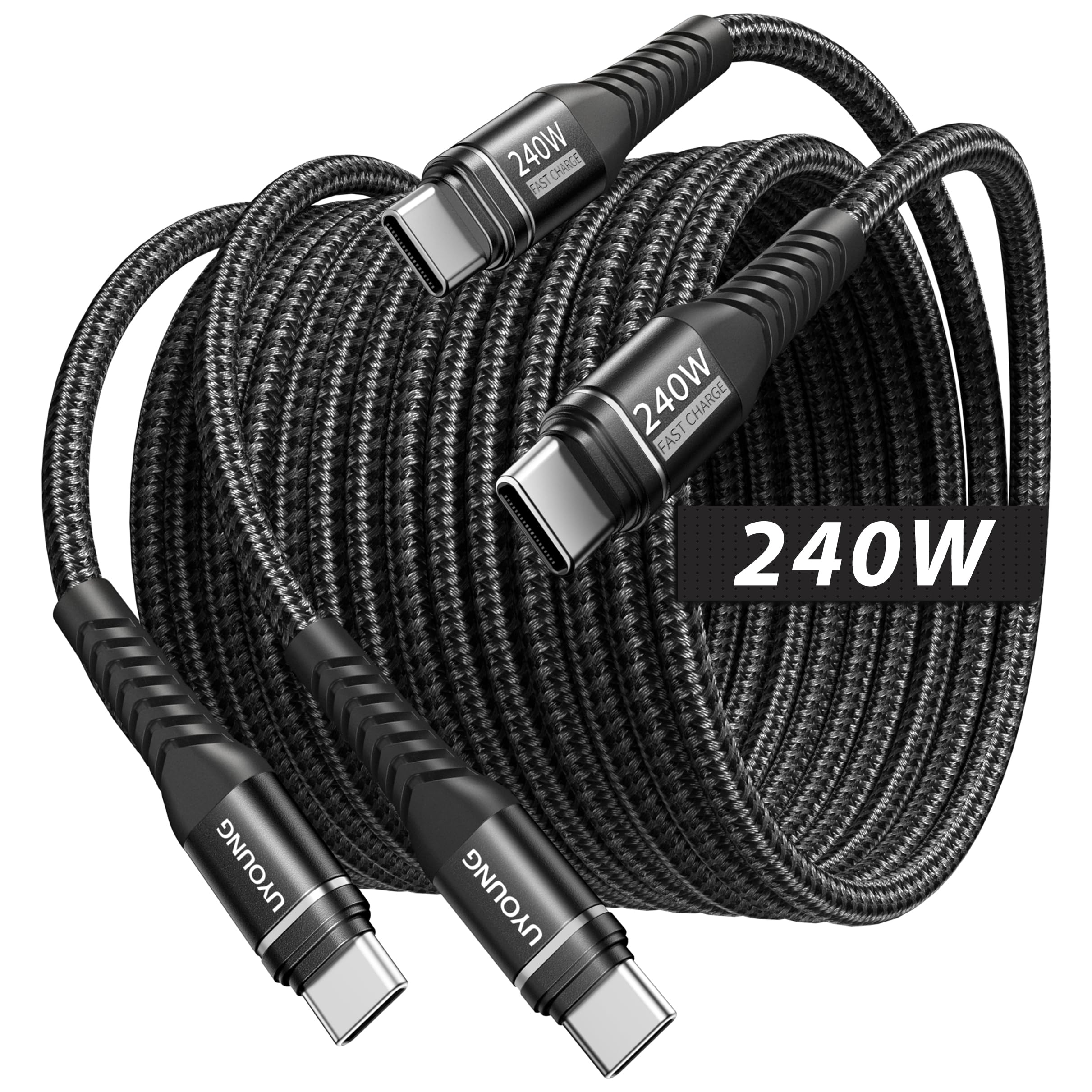 USB C Cable 10FT 2Pack, 240W USB C to USB C Cable Fast Charging Long Phone