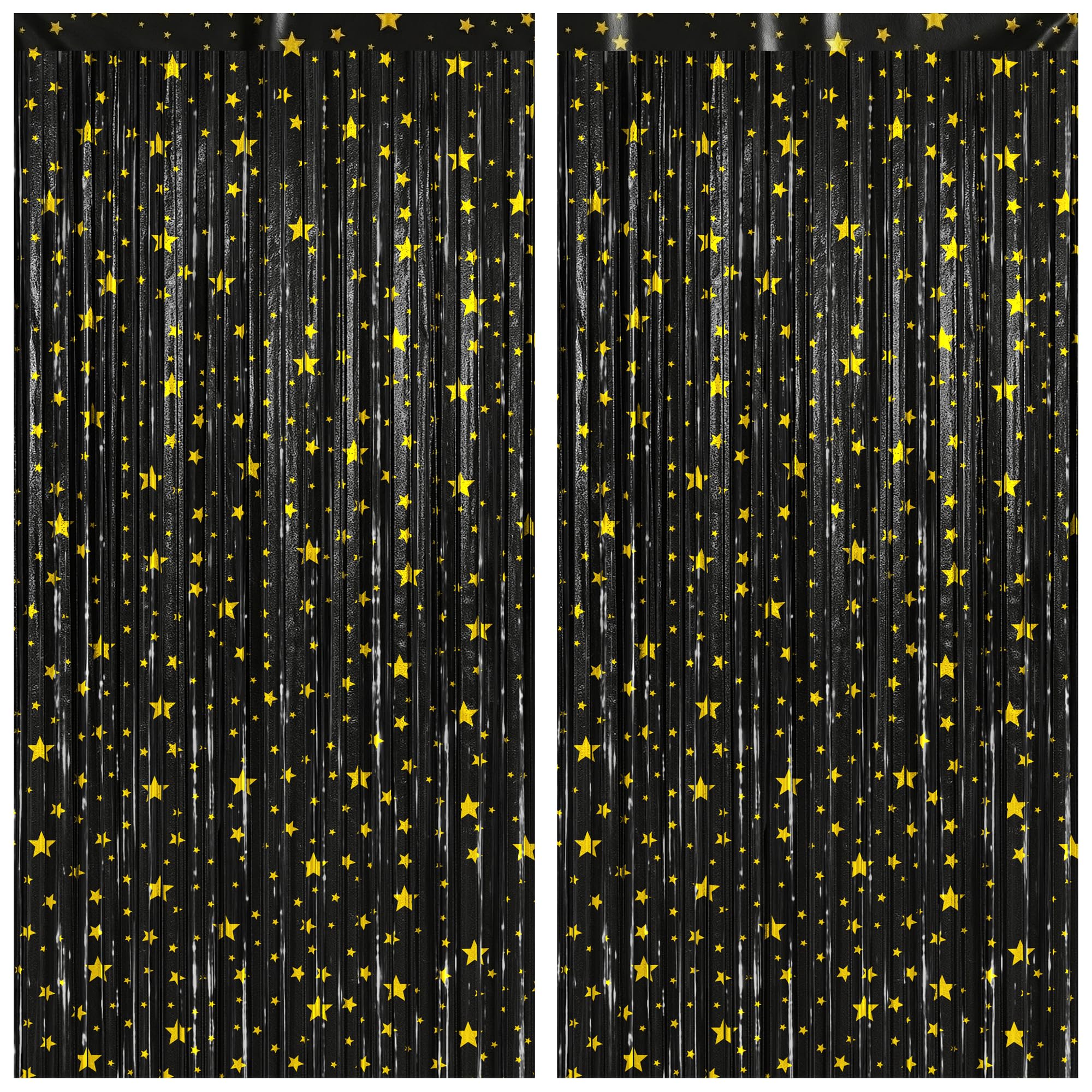KatchOn, XtraLarge Black Streamers, Pack of 2 | Star Fringe Backdrop for Black Birthday Decorations | Star Tinsel Backdrop for P
