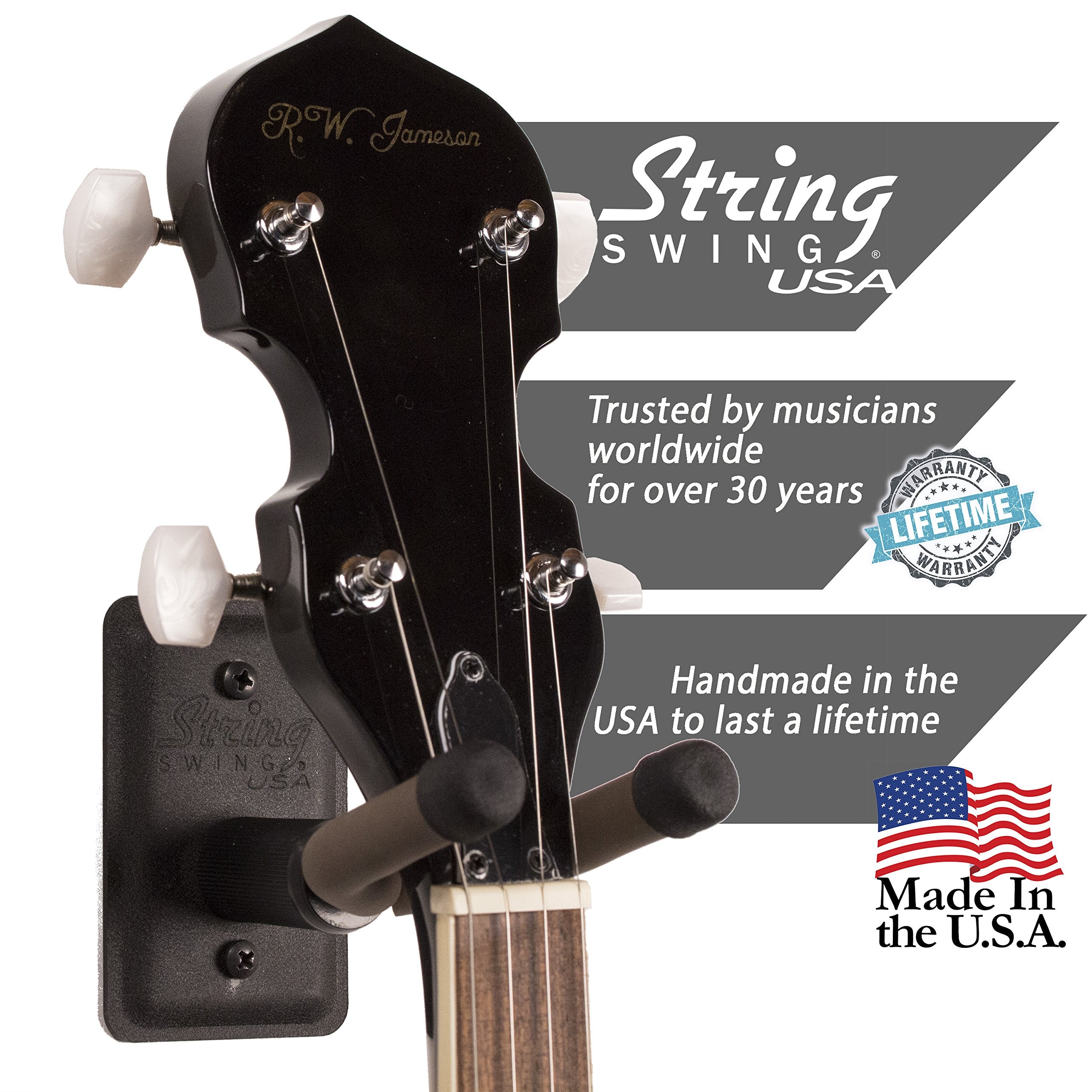 String Swing Bcc11B Metal Home & Studio Wall Mount Banjo Hanger   Black