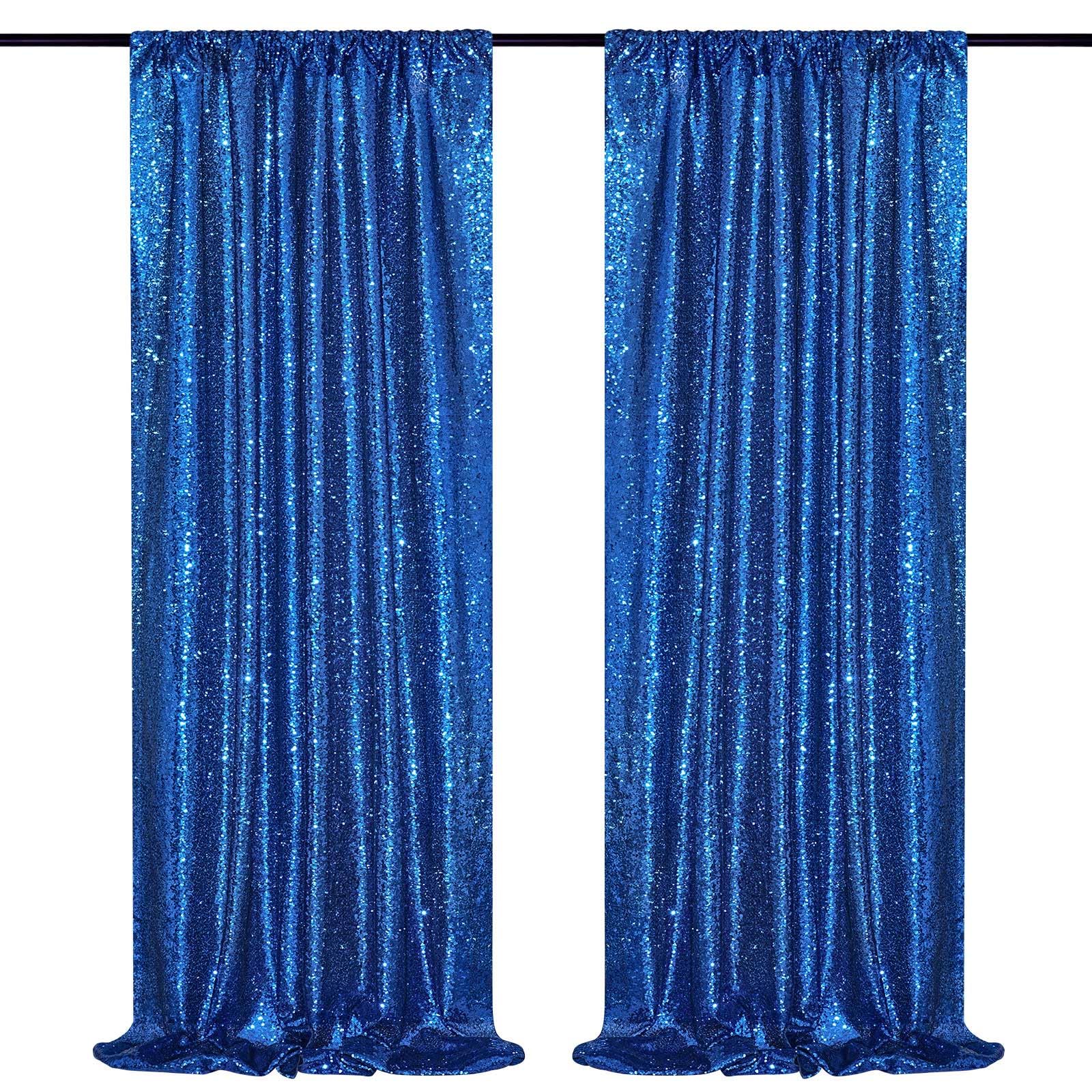B Cool Royal Blue Sequin Backdrop Curtains 2 Packs 2Ftx8Ft Sparkly Backdrop Fabric Glitter Backdrop For Party Ceremony Wedding B