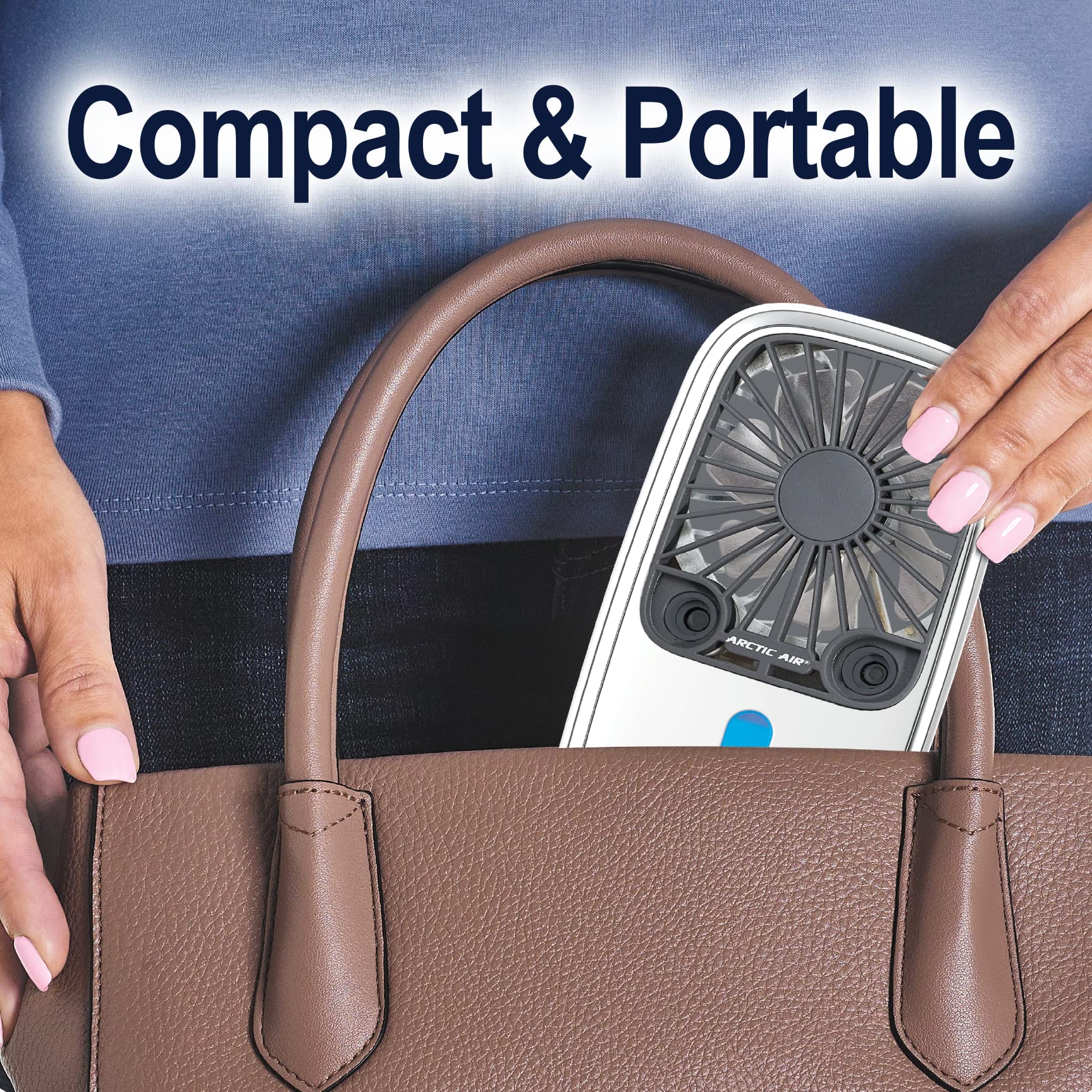 Arctic Air Pocket Small Portable Fan, Powerful, Personal Air Cooler With 3 Adjustable Speeds, 12-Hour Battery Life, Hand Fan For