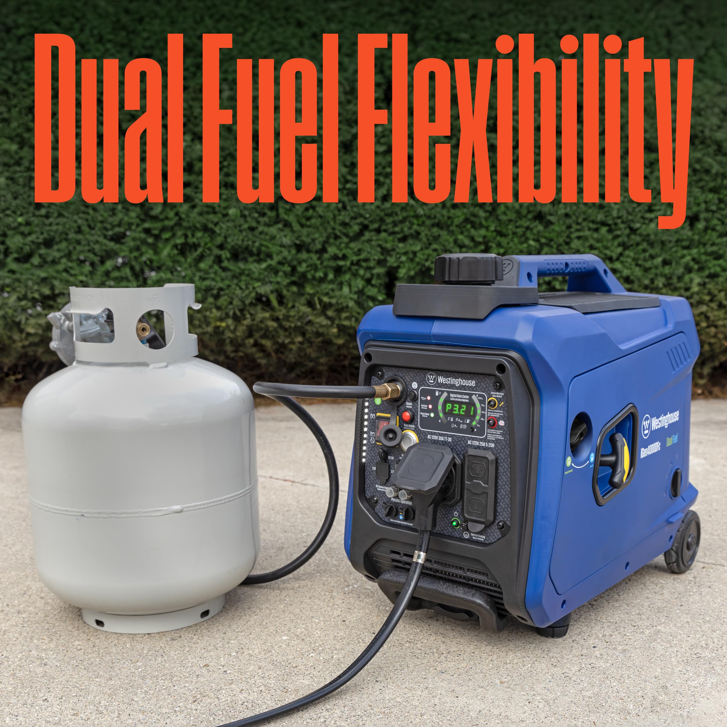 Westinghouse Outdoor Power Equipment 4000 Peak Watt Super Quiet Dual Fuel Portable Inverter Generator, Remote Electric Start, Ga