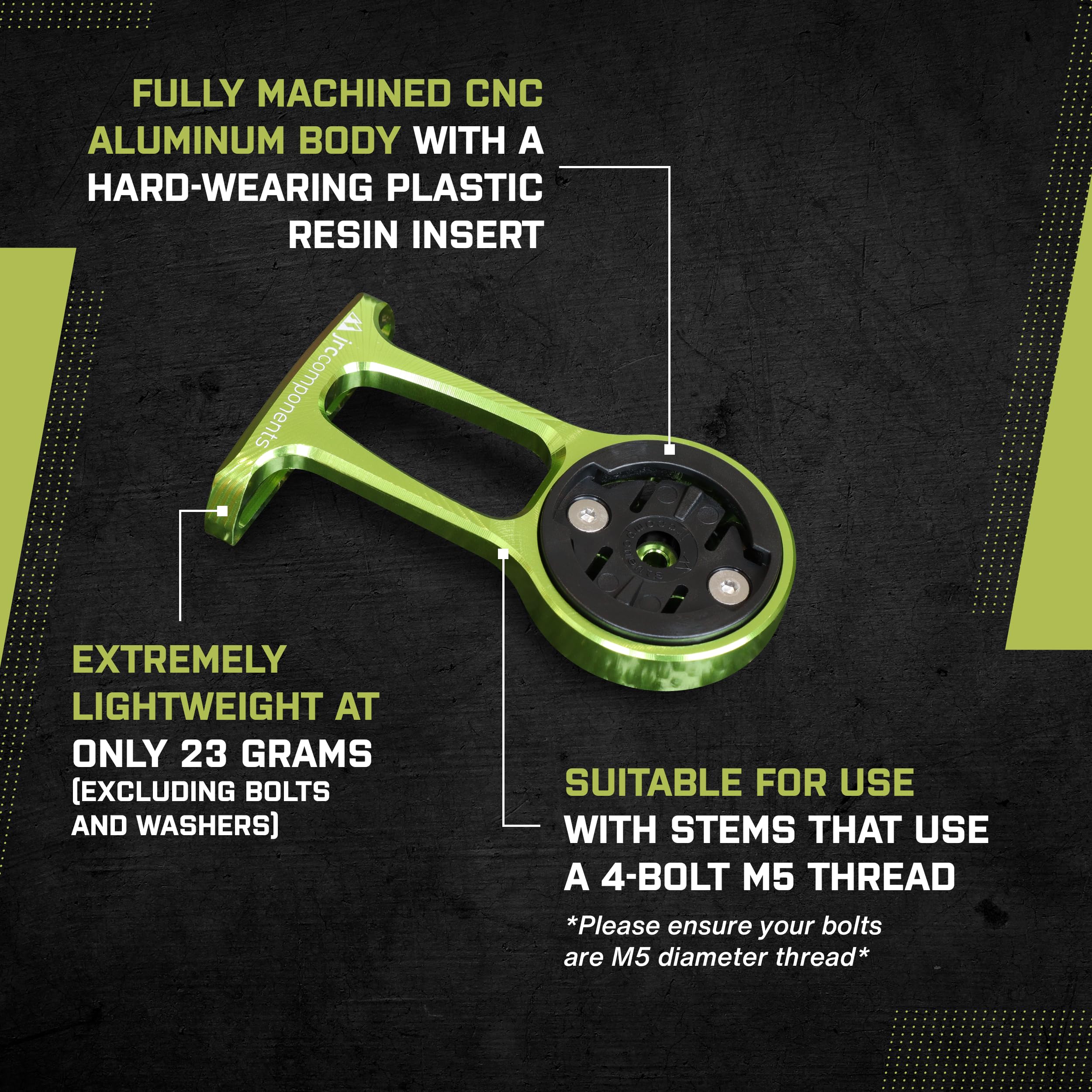 Jrc Components Stem Out Front Mount | Compatible With Garmin Edge Series Devices | Lightweight Cnc 6061 Aluminium Body   Gunmeta