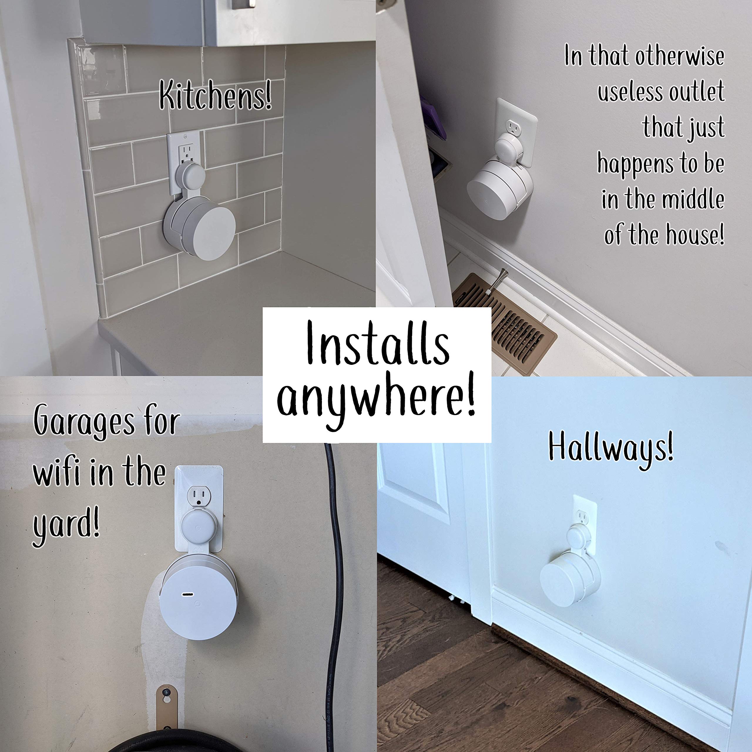 Google Wifi Outlet Holder Mount: [New 2020 � Present Version � Round Plug] The Simplest Wall Mount Holder Stand Bracket For Google Wifi Routers And Beacons   No Messy Screws! (1 Pack)