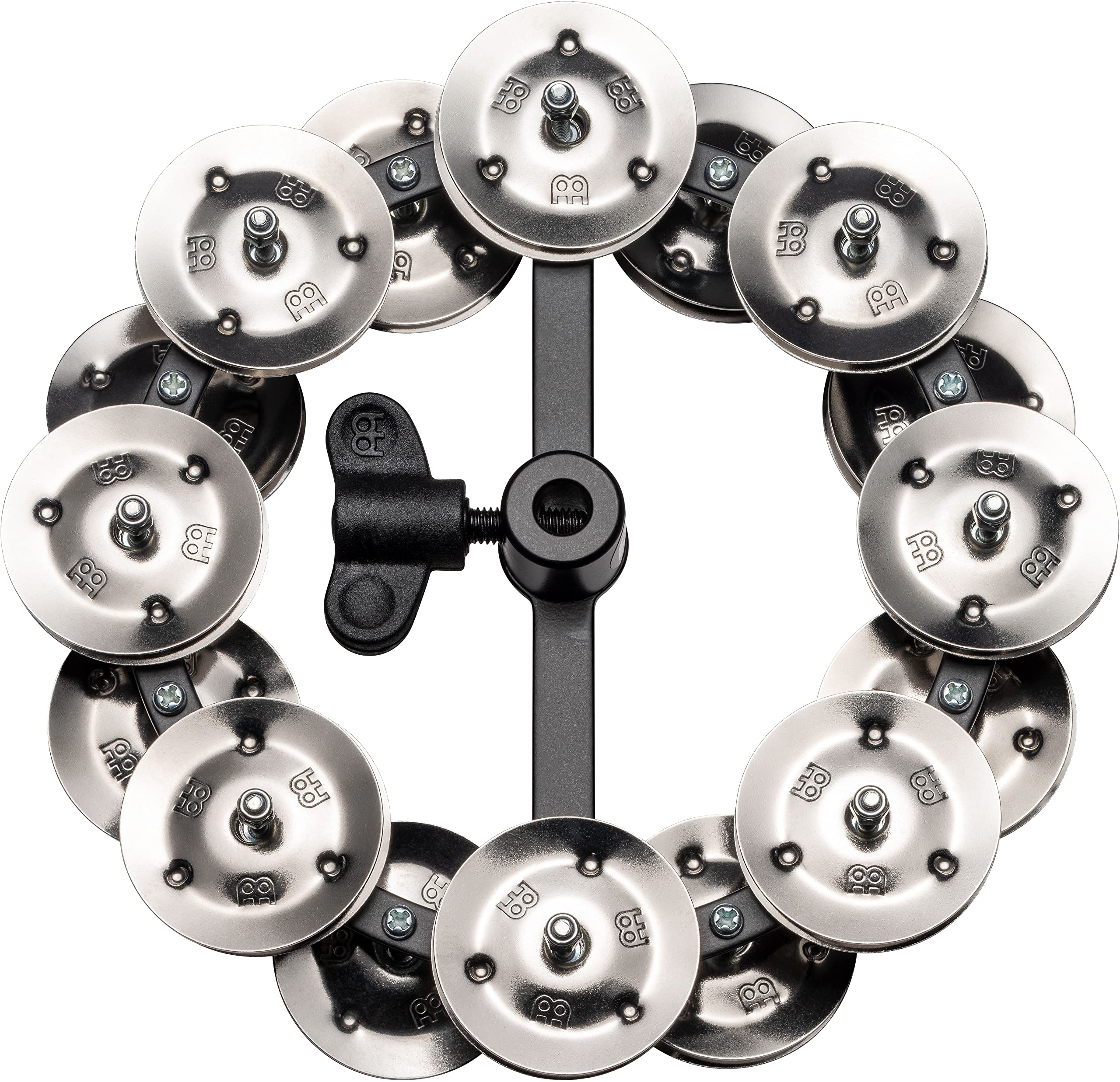 Meinl Percussion Hthh2Bk Headliner Series Hi Hat Tambourine With Double Row Steel Jingles 5 Inch   Black
