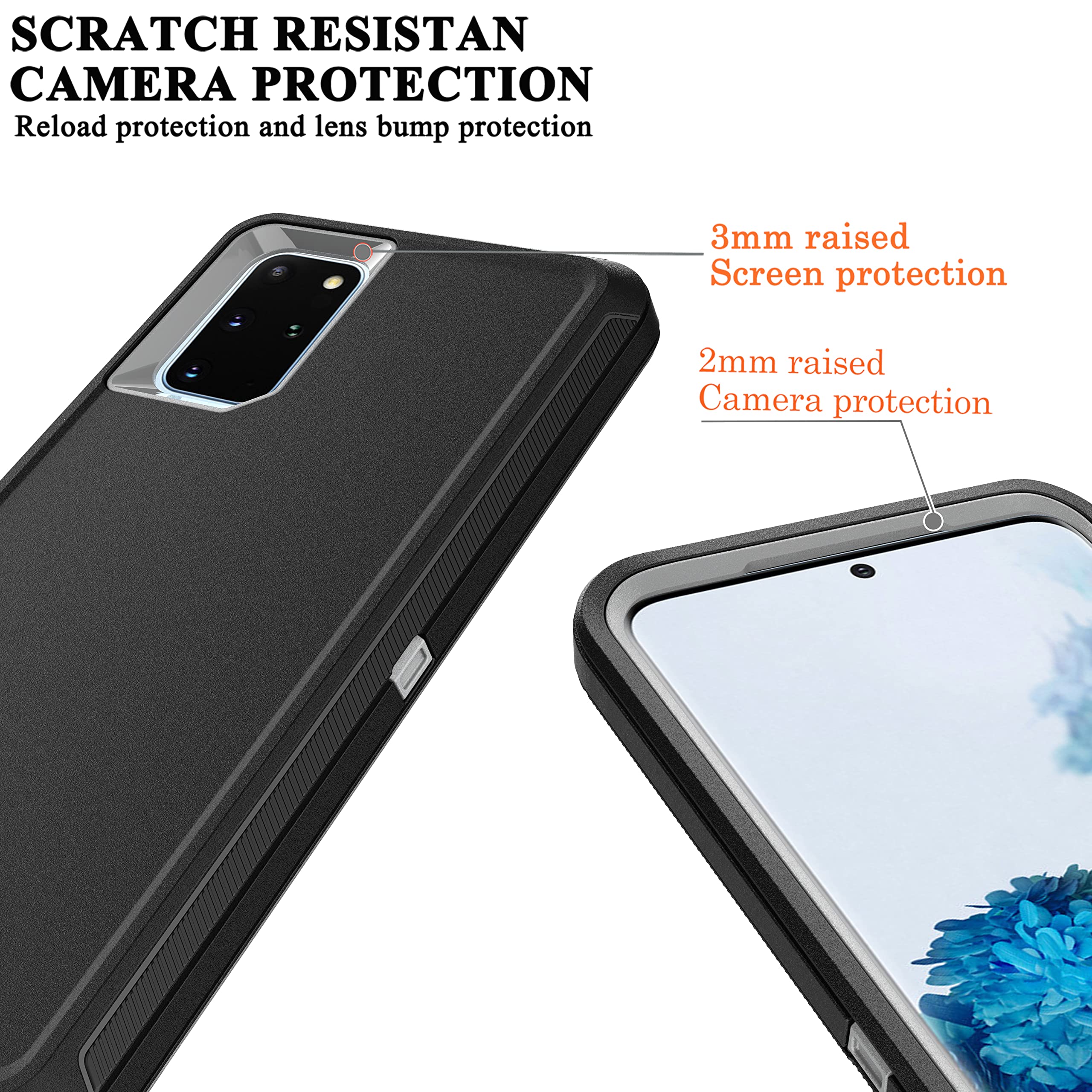 Ymhxcy Three Layer Protection Series Case For Samsung Galaxy S20 Plus 6.7 Inch,With [ Flexible Tpu Film And Camera Lens Film] 2