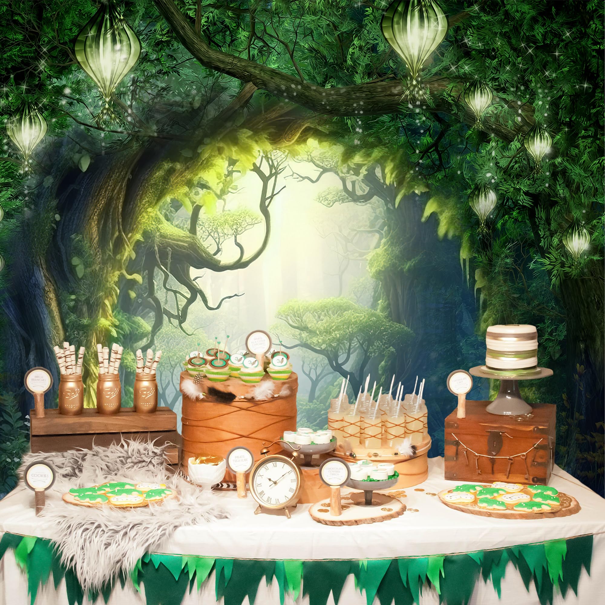 Omifly Enchanted Woodland 6Wx8H Backdrop For Photography Wonderland Fairy Tale Greenery Garden Green Tree Spring Background Part