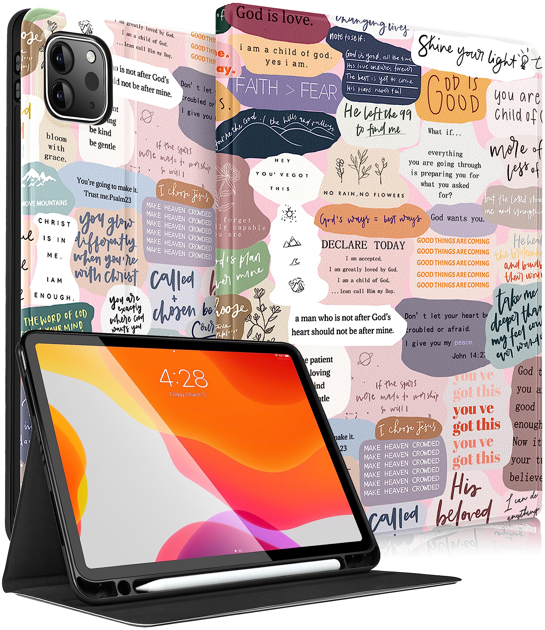 Uppuppy For Ipad Air 11 Inch Case, Air 5Th/4Th Generation 10.9, Pro 11'' Case Cute Kids Women Girls Girly Folio With Apple Penci