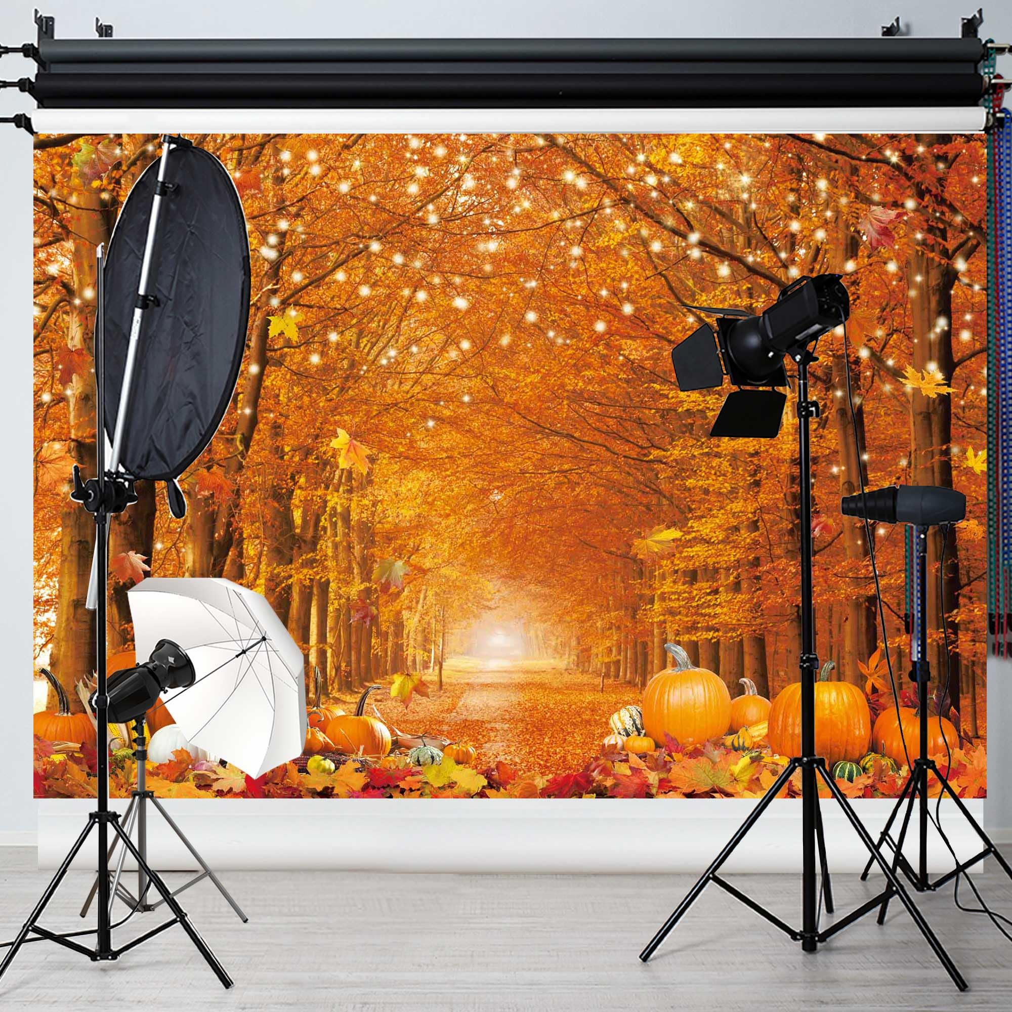 Fluzimir 8X6Ft Fall Photo Backdrop For Photography Autumn Forest Scene Thanksgiving Maple Leaves Background Fall Friendsgiving P