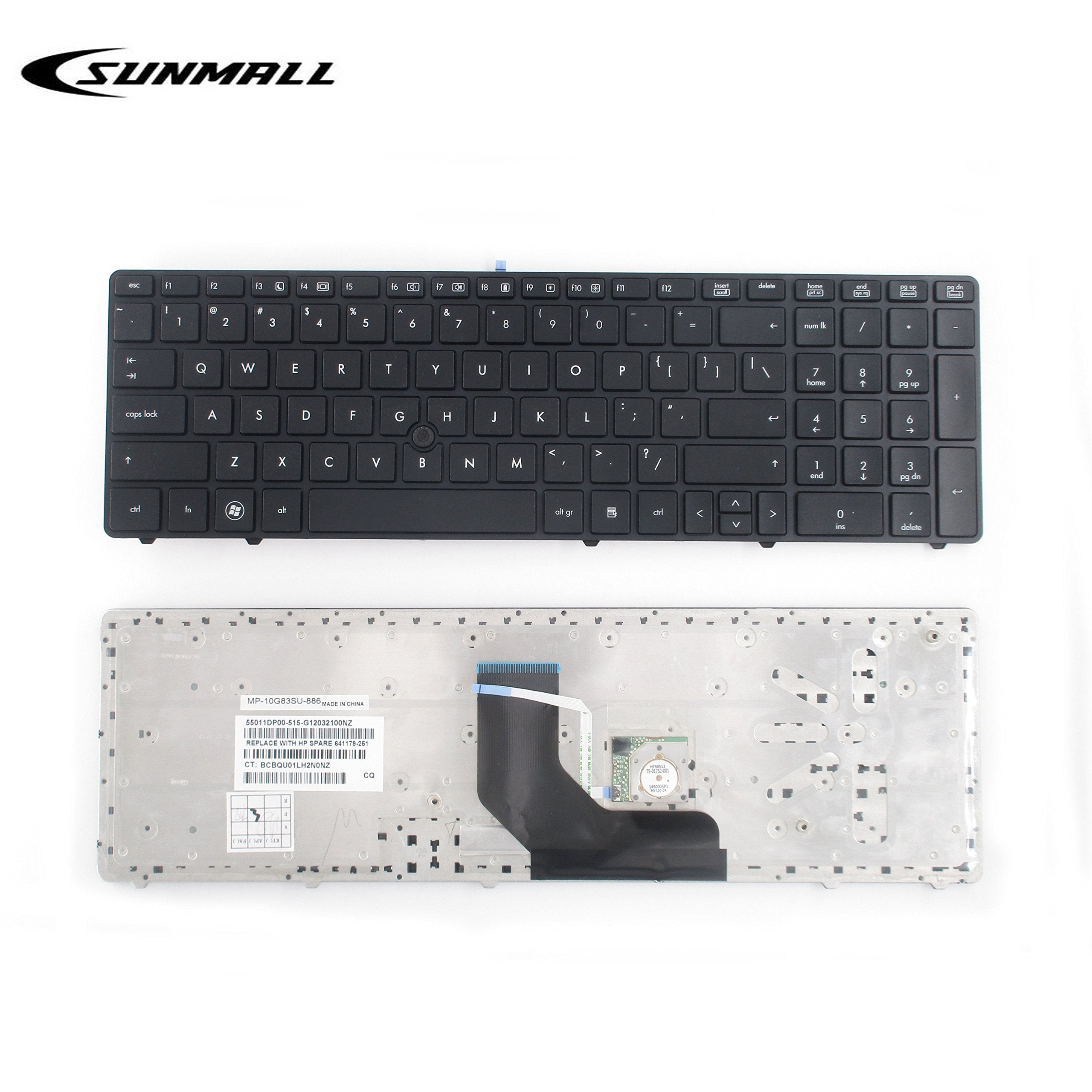 Sunmall Keyboard Replacement Compatible With Hp Elitebook 8560P 8570P Probook 6560B 6565B 6567B 6570B 6575B Series With Pointer