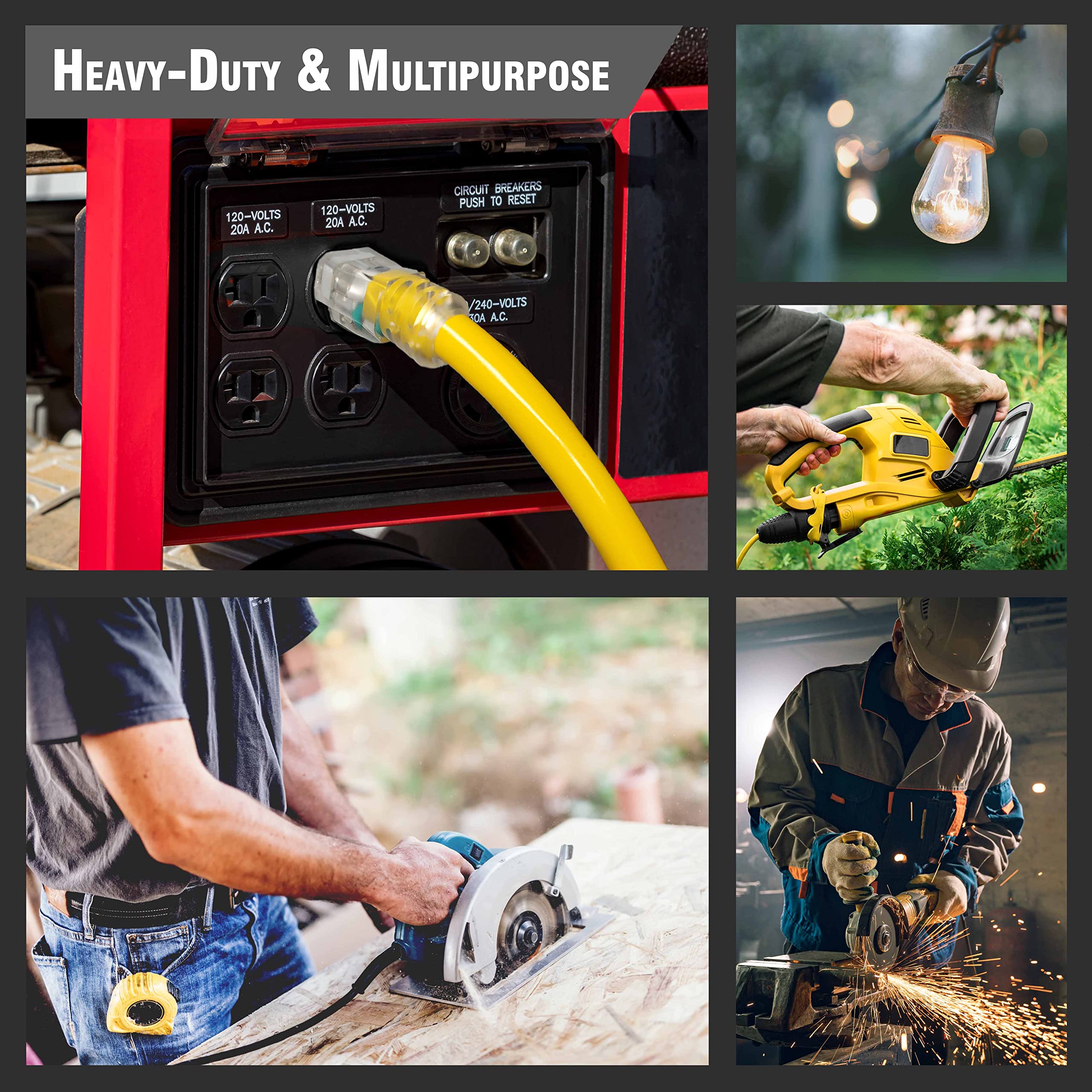 100 Ft   10 Gauge Heavy Duty Extension Cord   3 Outlet Lighted Sjtw   Indoor/Outdoor Extension Cord By Watt'S Wire   100' 10 Gau