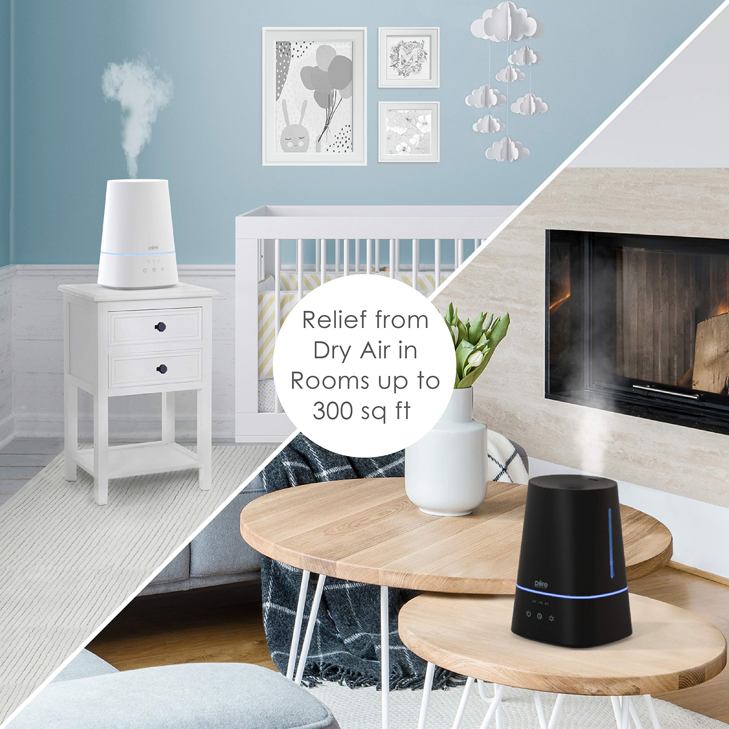 Pure Enrichment Hume Max   Easy Top Fill Ultrasonic Cool Mist Humidifier, 3.7 L (1 Gallon) Tank, 3 Mist Settings + Auto Shut Off