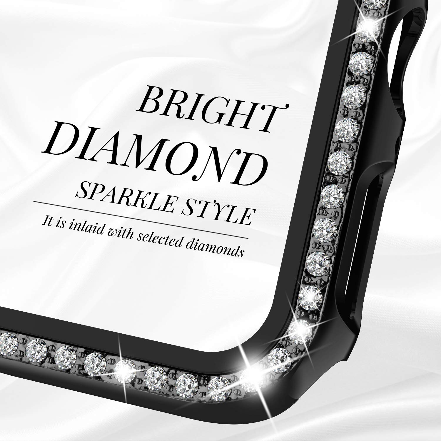 Recoppa Compatible For Apple Watch Case With Screen Protector 45Mm Series 7, Bling Crystal Diamond Rhinestone Ultra Thin Bumper