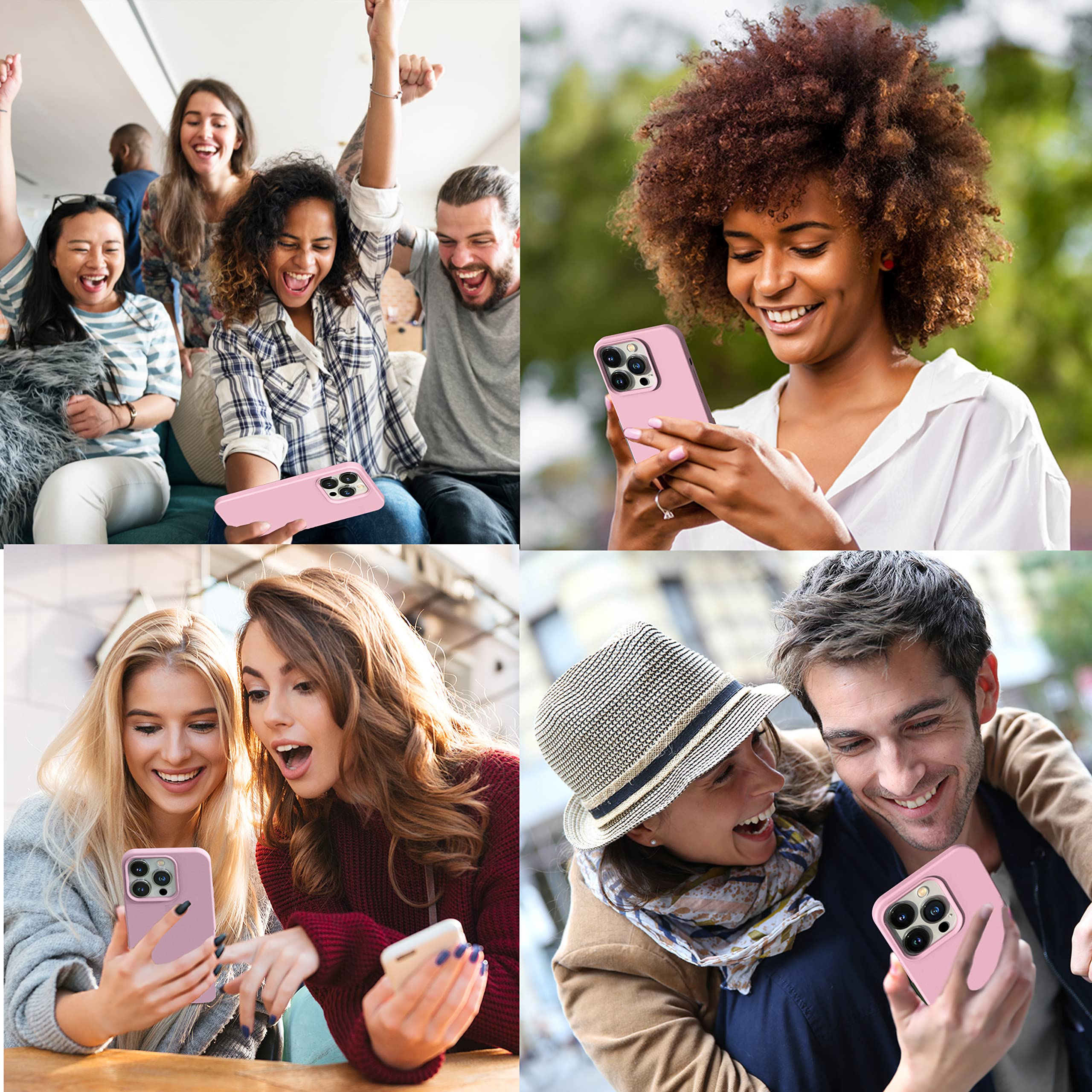 Icesword Iphone 14 Pro Max Case Lovely Pink, Liquid Silicone Slim Protective, Shockproof Phone Case Cover, Soft Anti Scratch Mic