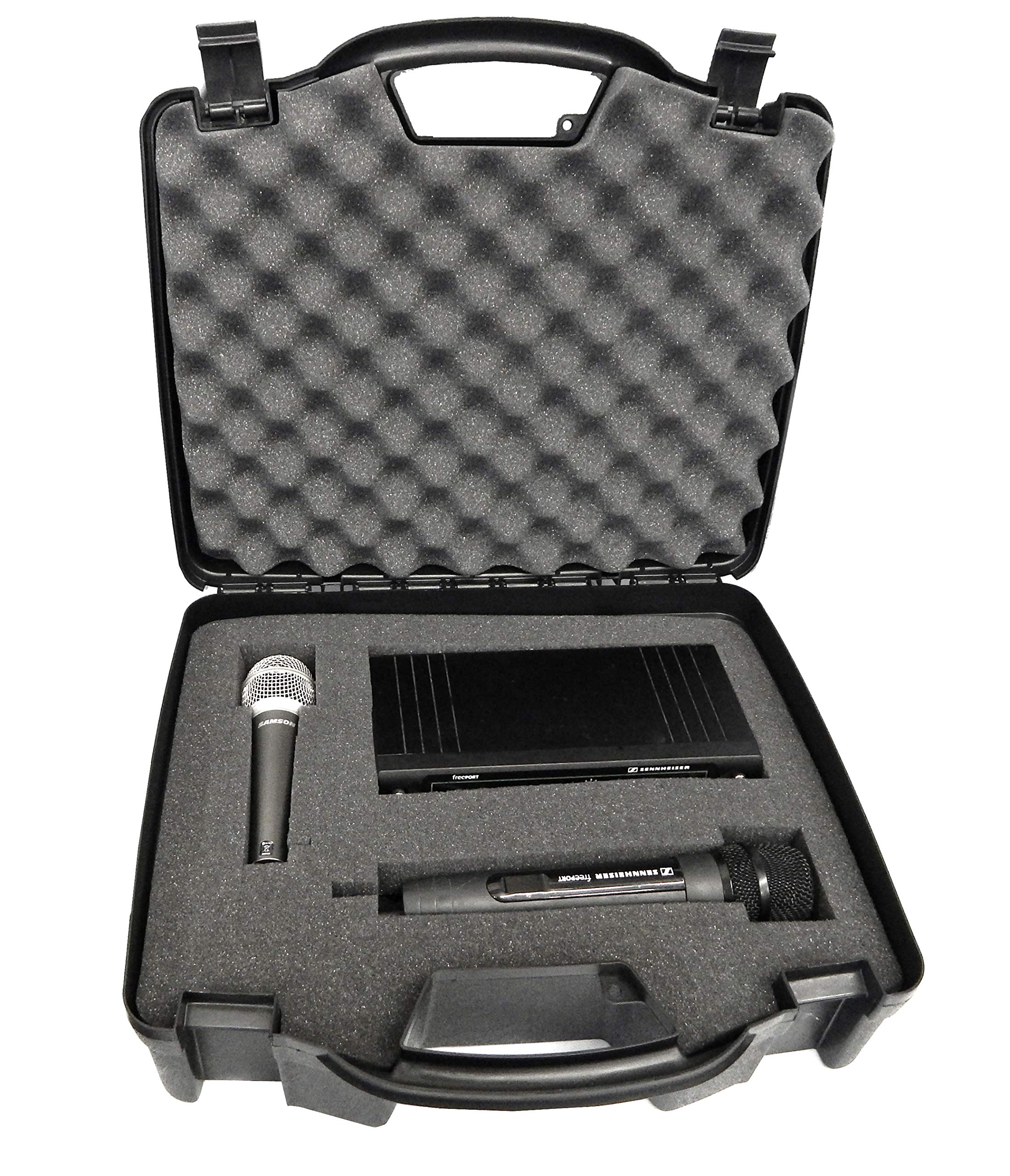 Casematix Wireless Microphone Case   Hard Shell Mic Foam Carrying Case With Customizable Foam Compatible With Sennheiser, Shure,