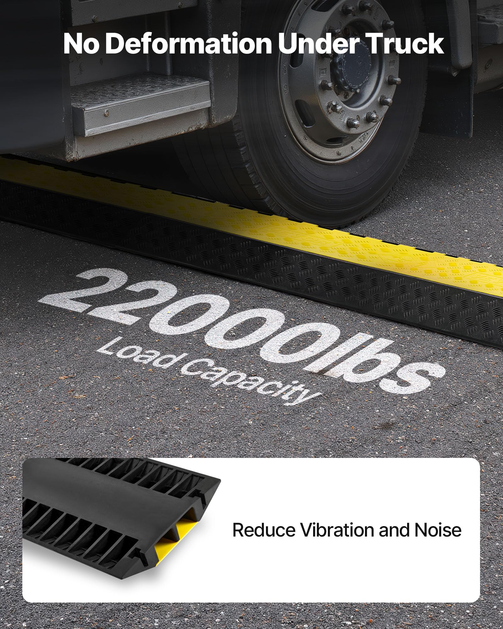 Vevor Rubber Cable Protector Ramp, 2 Channel Heavy Duty Rubber Cord Hose Wire Cover, 4 W X 3 H Large Channel Size, Driveway