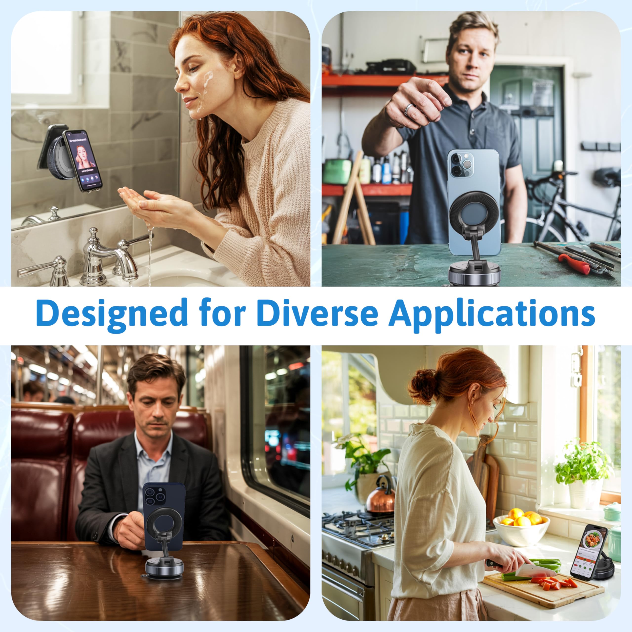 2025 Upgraded Vacuum Magnetic Car Phone Holder With 360 Rotation, 80Lbs Ultra Suction Cup Phone Mount For Magsafe Cell Phone Hol