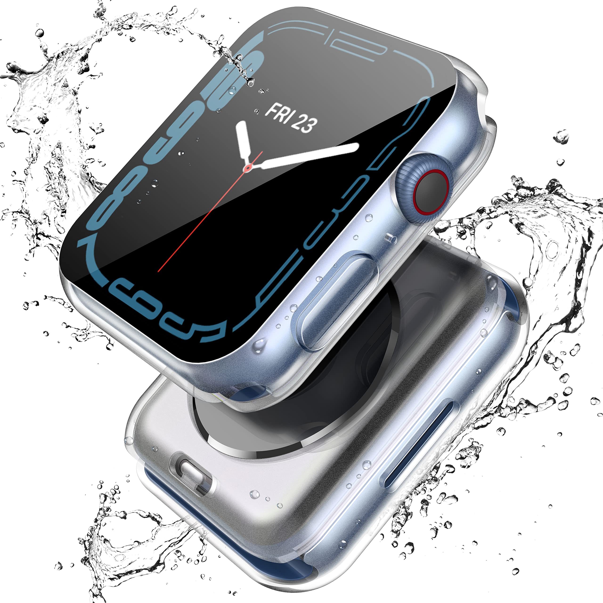 [2 In 1] Roity Waterproof Case With Tempered Glass Screen Protector For Apple Watch Series 8 Series 7 45Mm, Front & Back Hard Pc