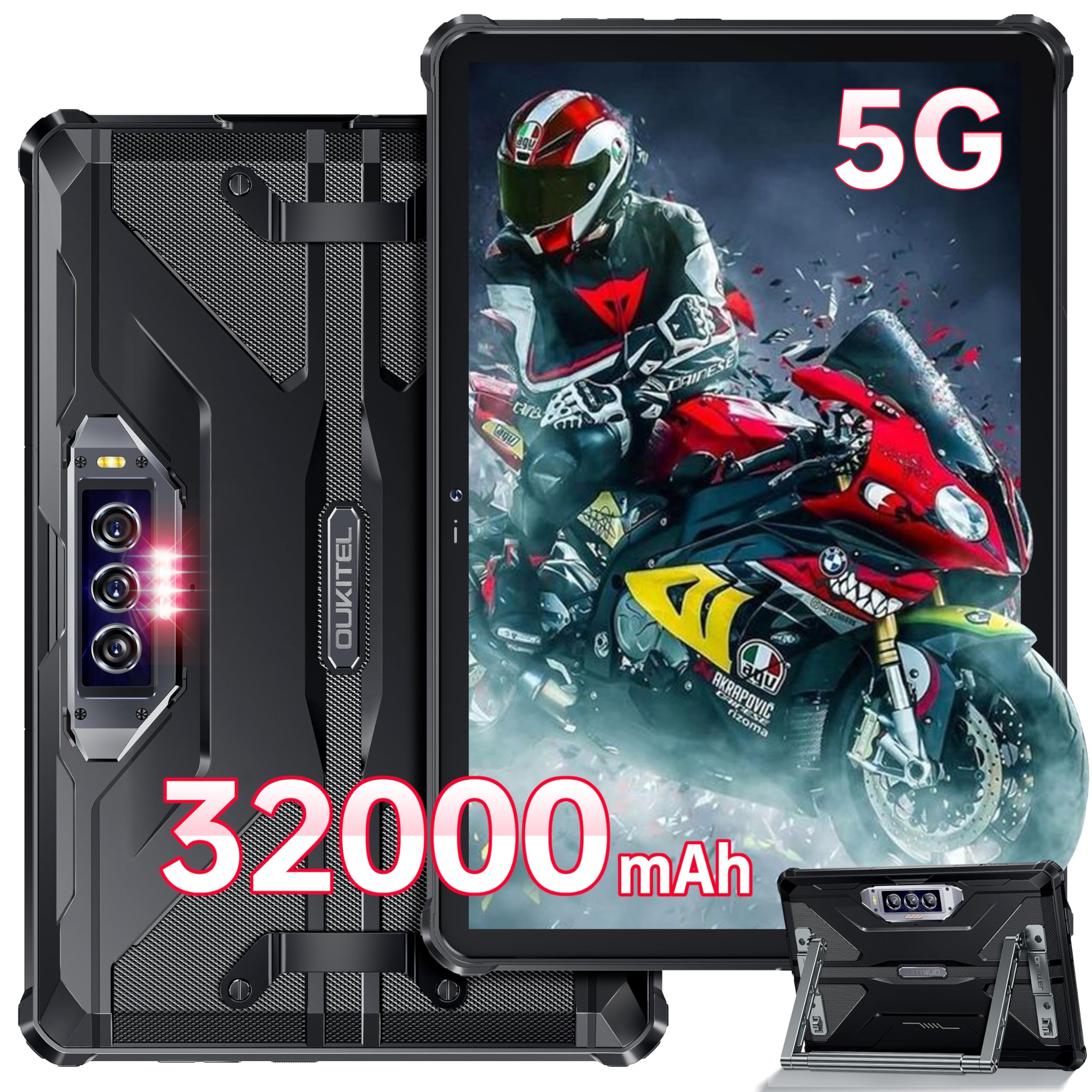 Oukitel Rt7 5G Rugged Tablet Android 13, 24Gb+256Gb   Waterproof Tablet, 32000Mah Battery 10.1'' Fhd+Tablets,33W Fast Charging,4