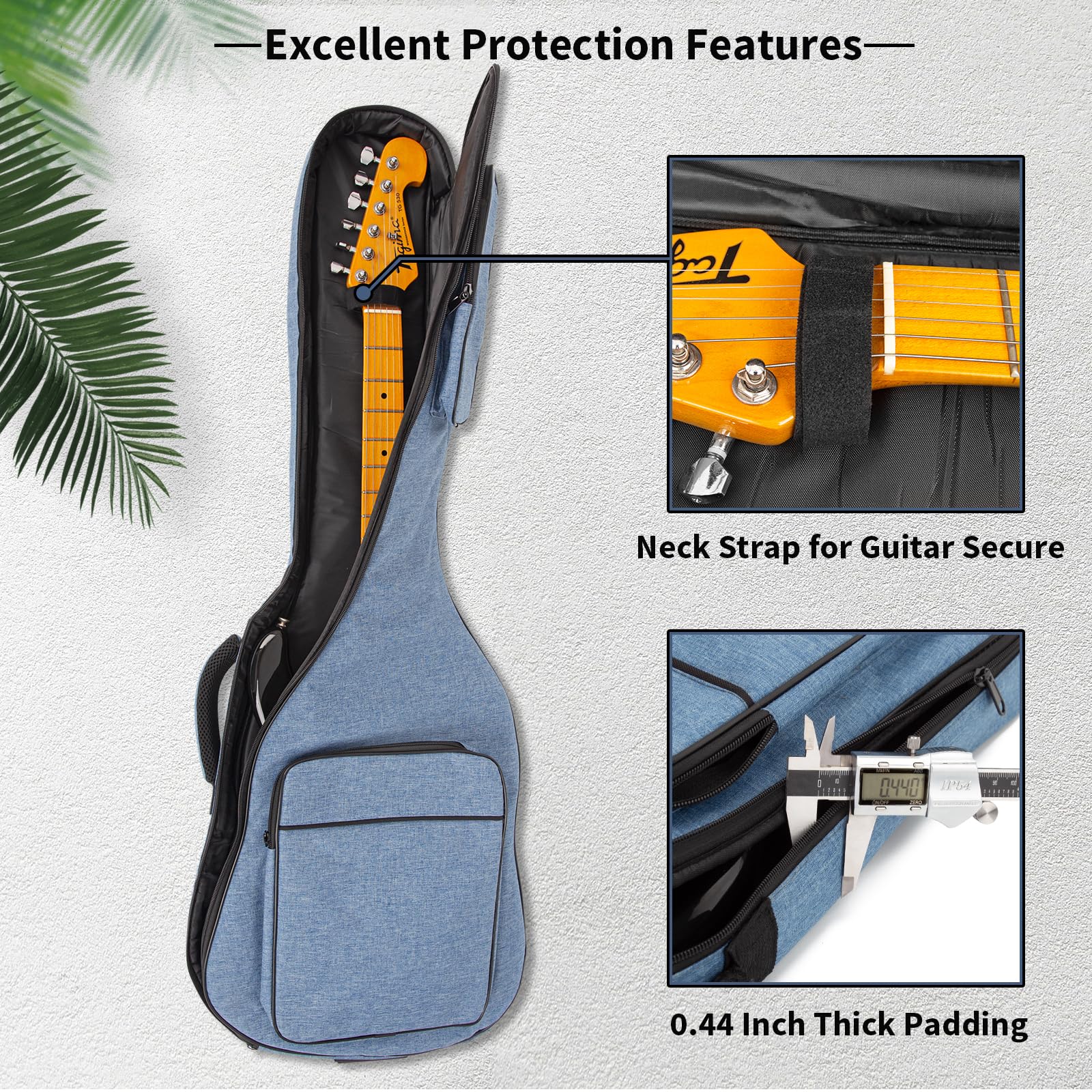 Muztop 39 Inch Electric Guitar Bag Soft Guitar Case, 11 Mm Thick Padded Electric Guitar Gig Bag Waterproof Guitar Backpack With