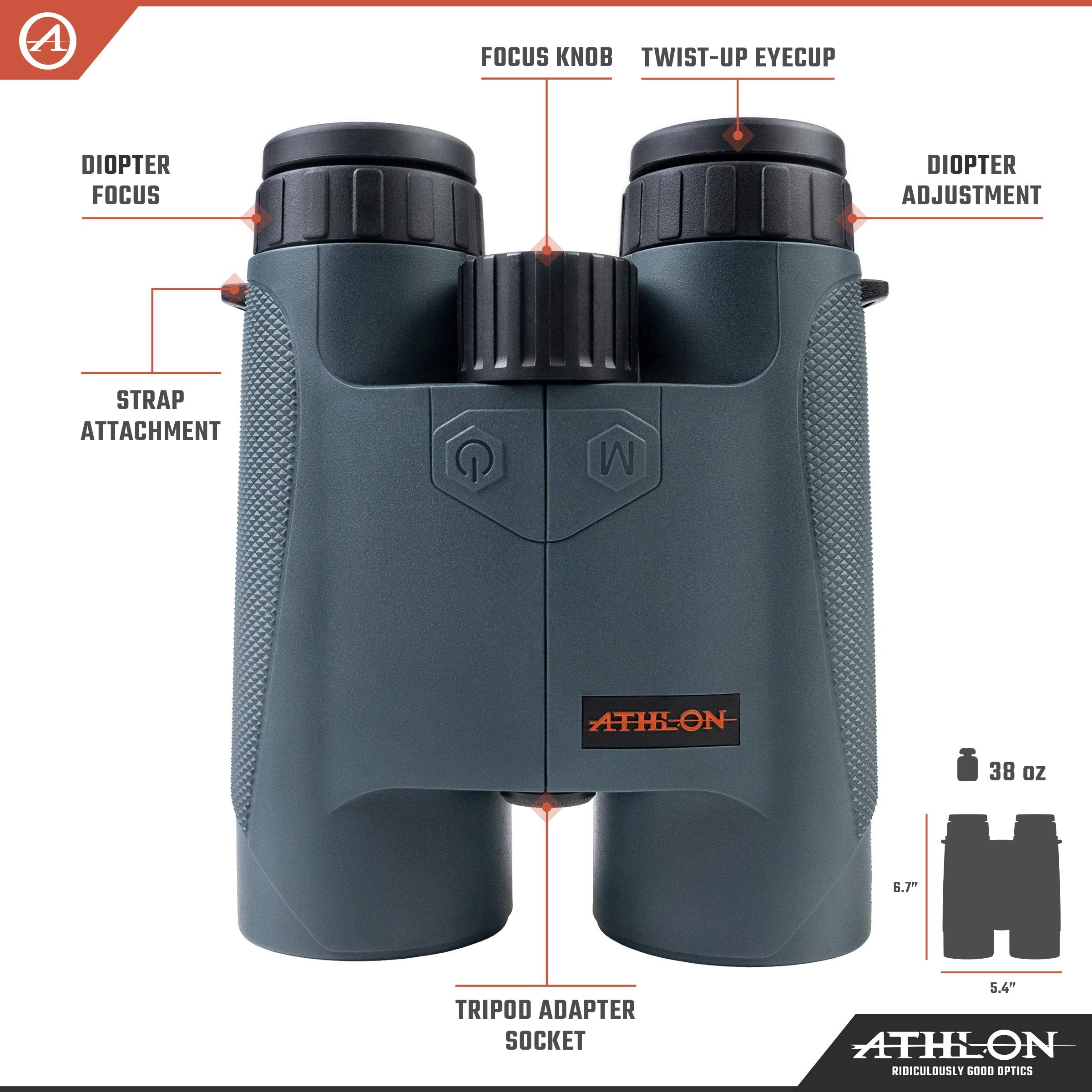 Athlon Optics 10X50 Cronus Uhd Laser Rangefinder Black Binoculars With Eye Relief For Adults, High-Powered Binoculars For Huntin