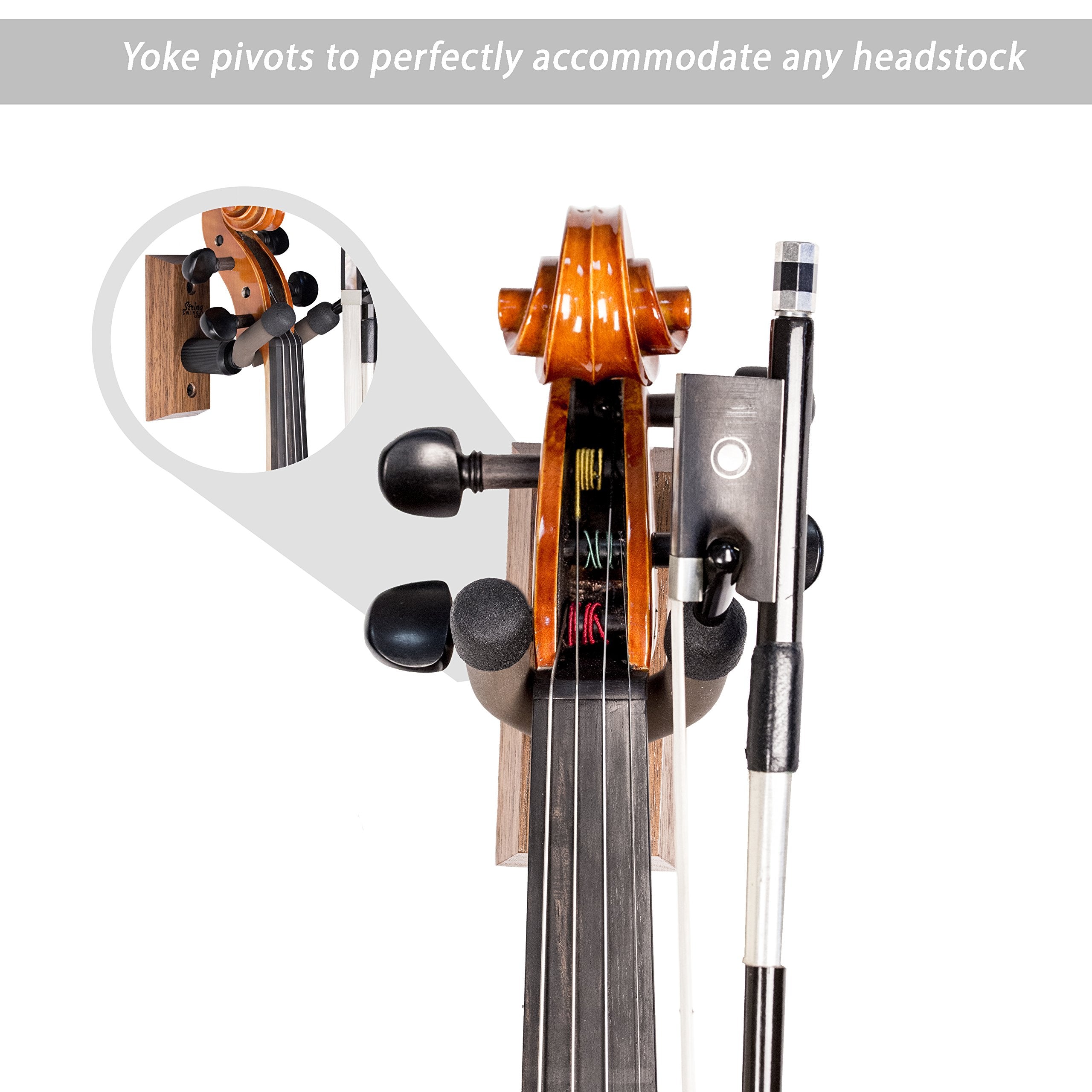 String Swing Cc01V Bw Hardwood Home & Studio Wall Mount Violin Hanger   Black Walnut