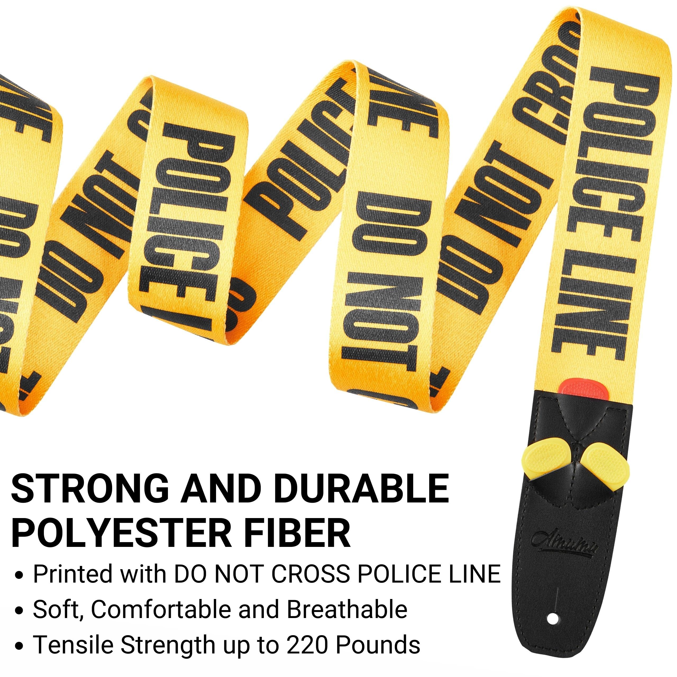 Amumu Guitar Strap For Acoustic Electric Guitars Bass Guitars With Print Do Not Cross Police Line