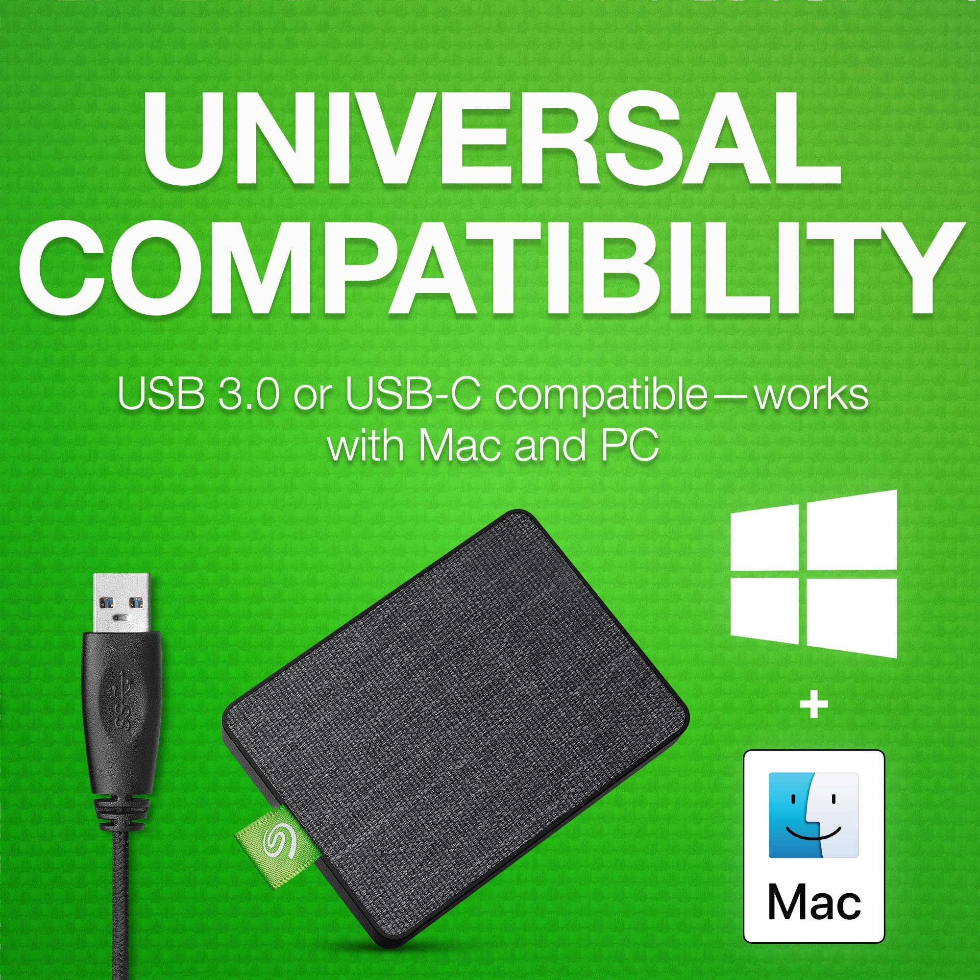 Seagate Ultra Touch SSD 1TB External Solid State Drive Portable   Black USB C USB 3.0 for PC MAC and Seagate Mobile Touch app for Android, Mylio, Adobe, & 3 Year Rescue Service (STJW1000401)