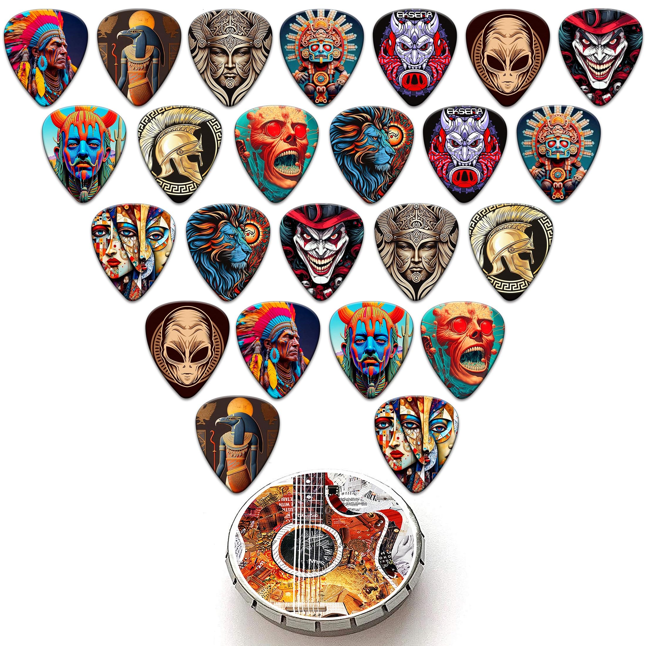 Guitar Picks,24 Pack Guitar Pick Medium Thickness,Guitar Picks Variety Pack For Electric Acoustic Guitar, Bass, Ukulele (Mix 11)