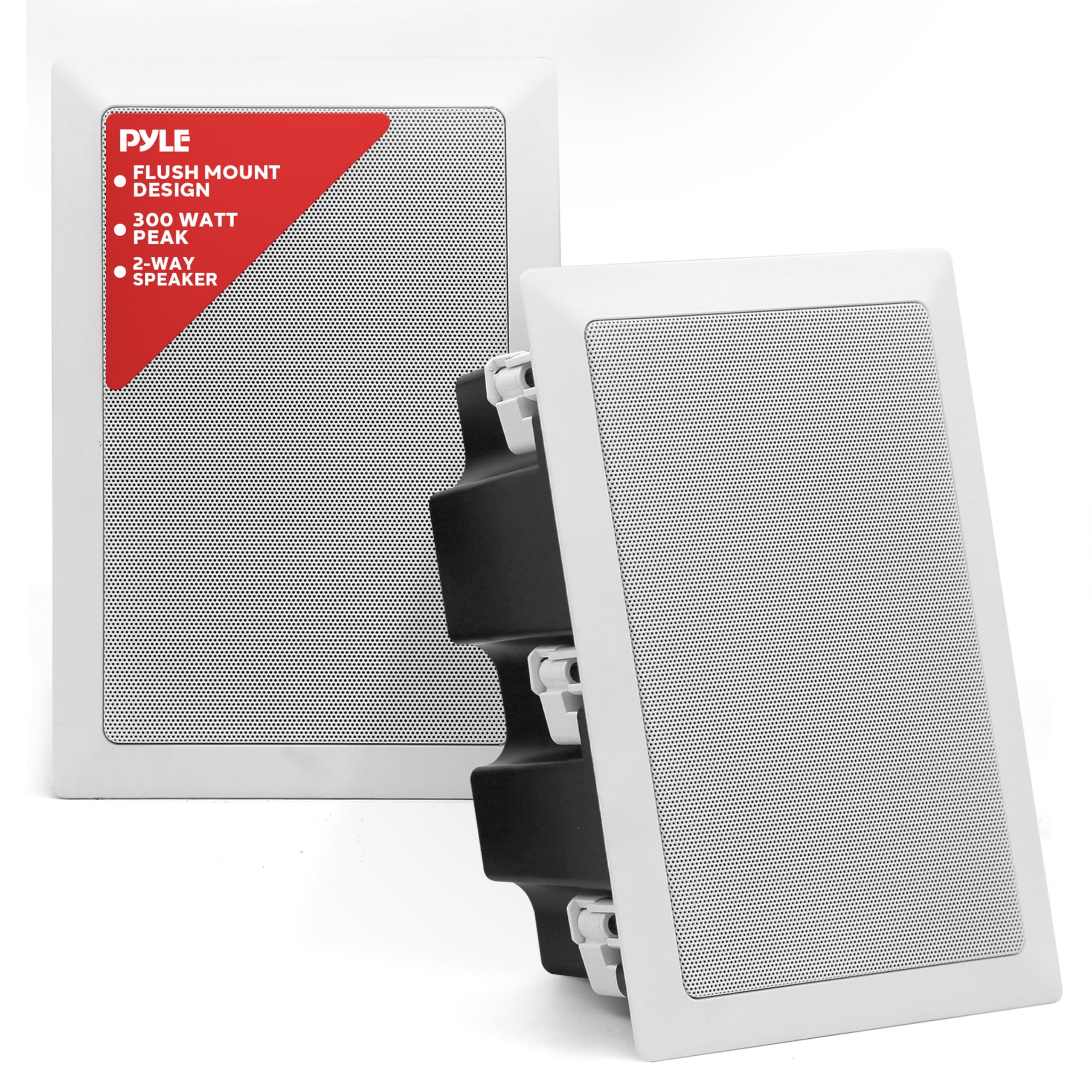 Pyle In-Wall / In-Ceiling Dual 5.25 Enclosed Speaker Systems, 2-Way Flush Mount Stereo Speakers (Pair)