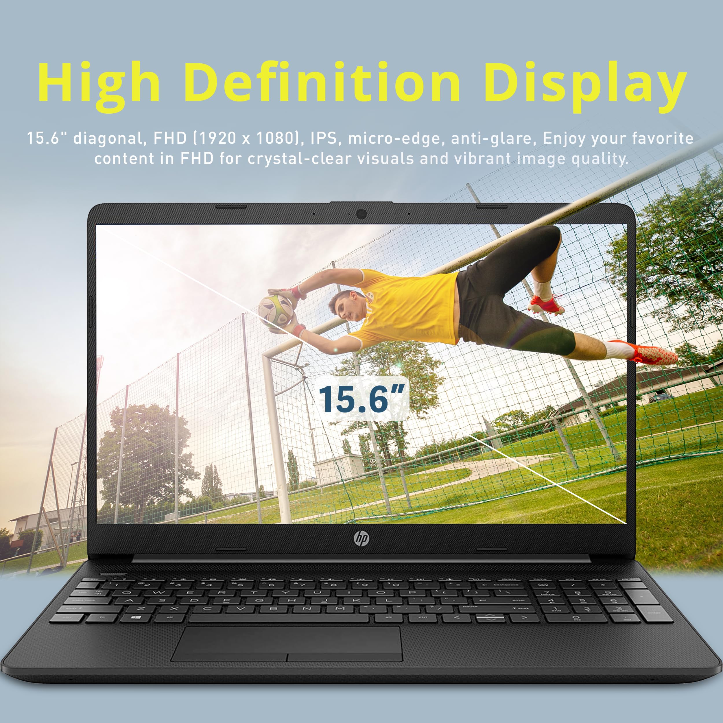 Hp 15.6'' Diagonal Fhd Ips Anti Glare Laptop, Intel Celeron N4020, 8Gb Ram, 256Gb Pcie Ssd, Intel Uhd Graphics 600, 1 Year Offic
