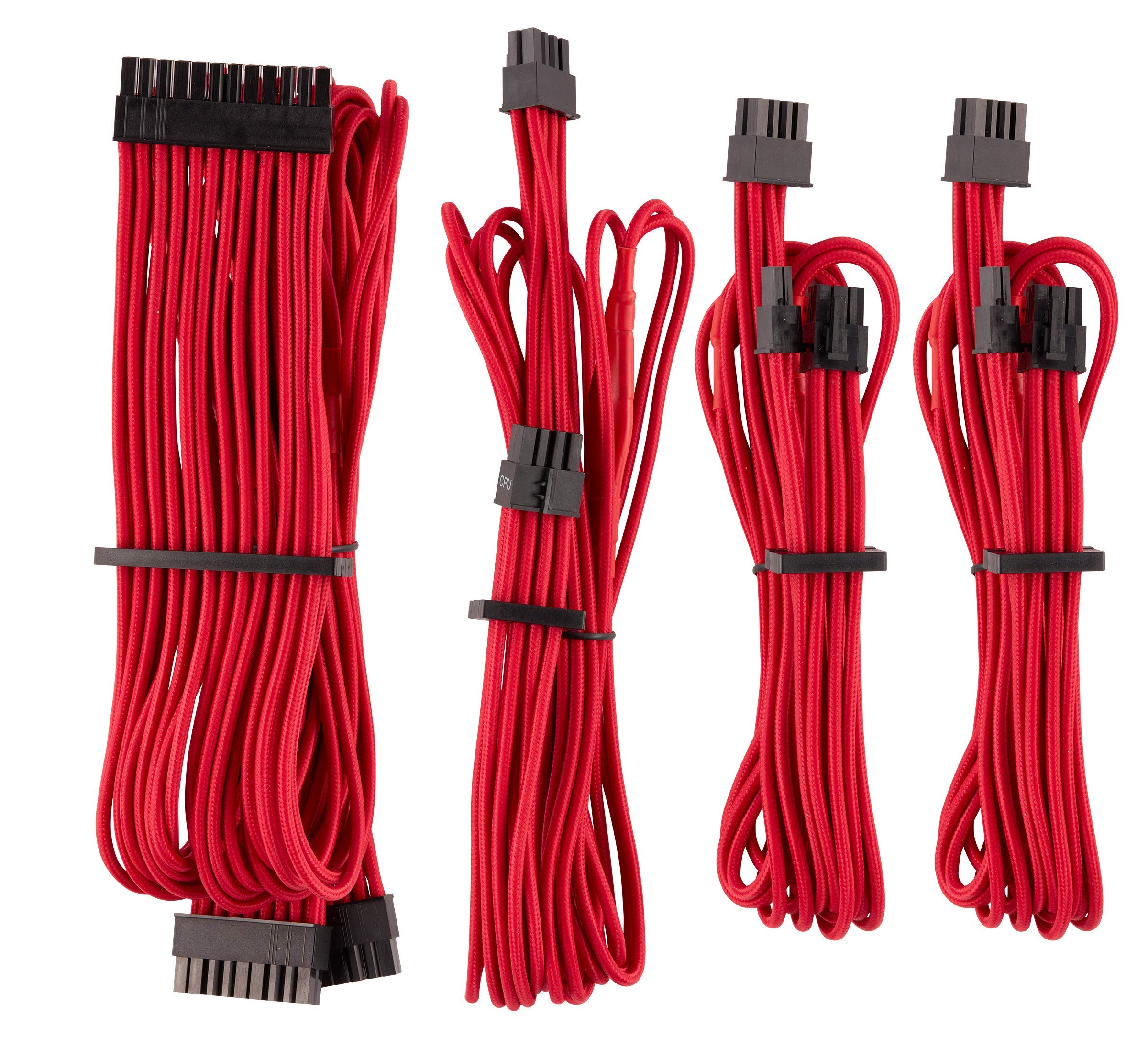 CORSAIR Premium Individually Sleeved PSU Cables Starter Kit - Red, 2 Yr Warranty, for Corsair PSUs