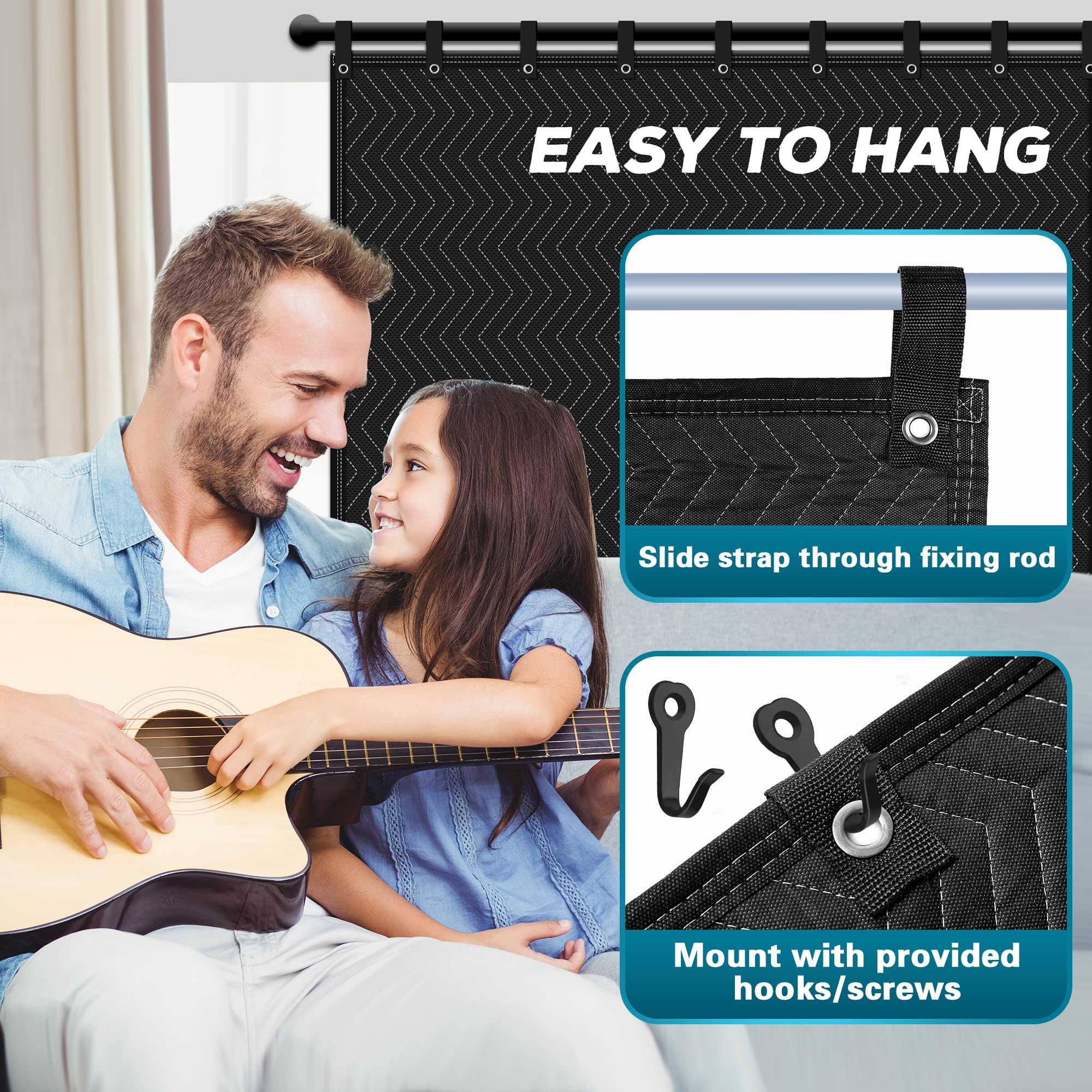 Suvony Large Sound Dampening Blanket,96 X 80 Sound Absorbing Studio Blanket,Noise Cancelling Studio Acoustic Blanket Curtain/Lig