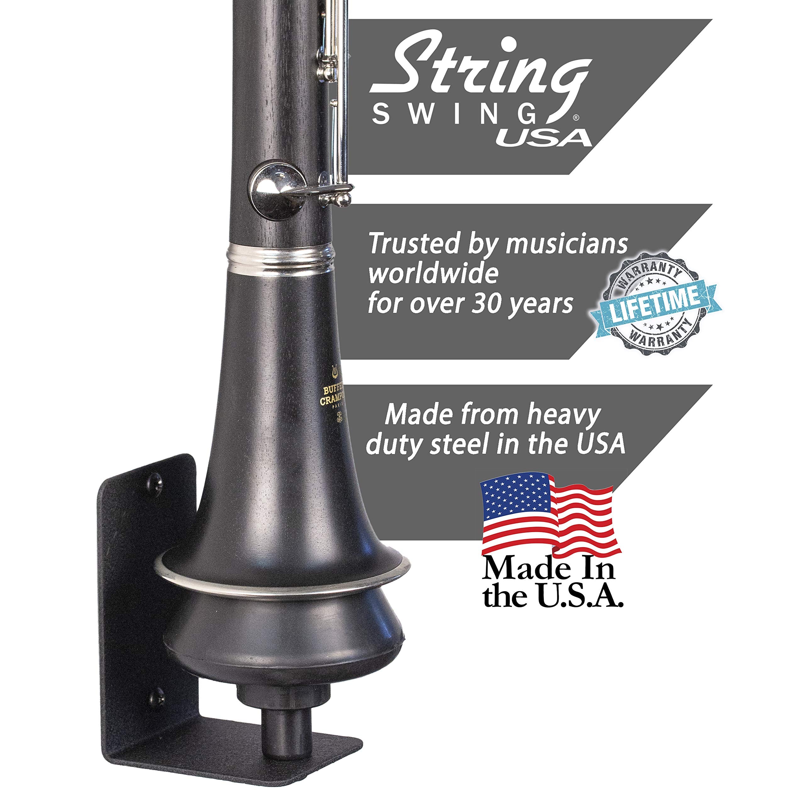 String Swing Clarinet Holder For Flat Wall Mount Hh13 Fw