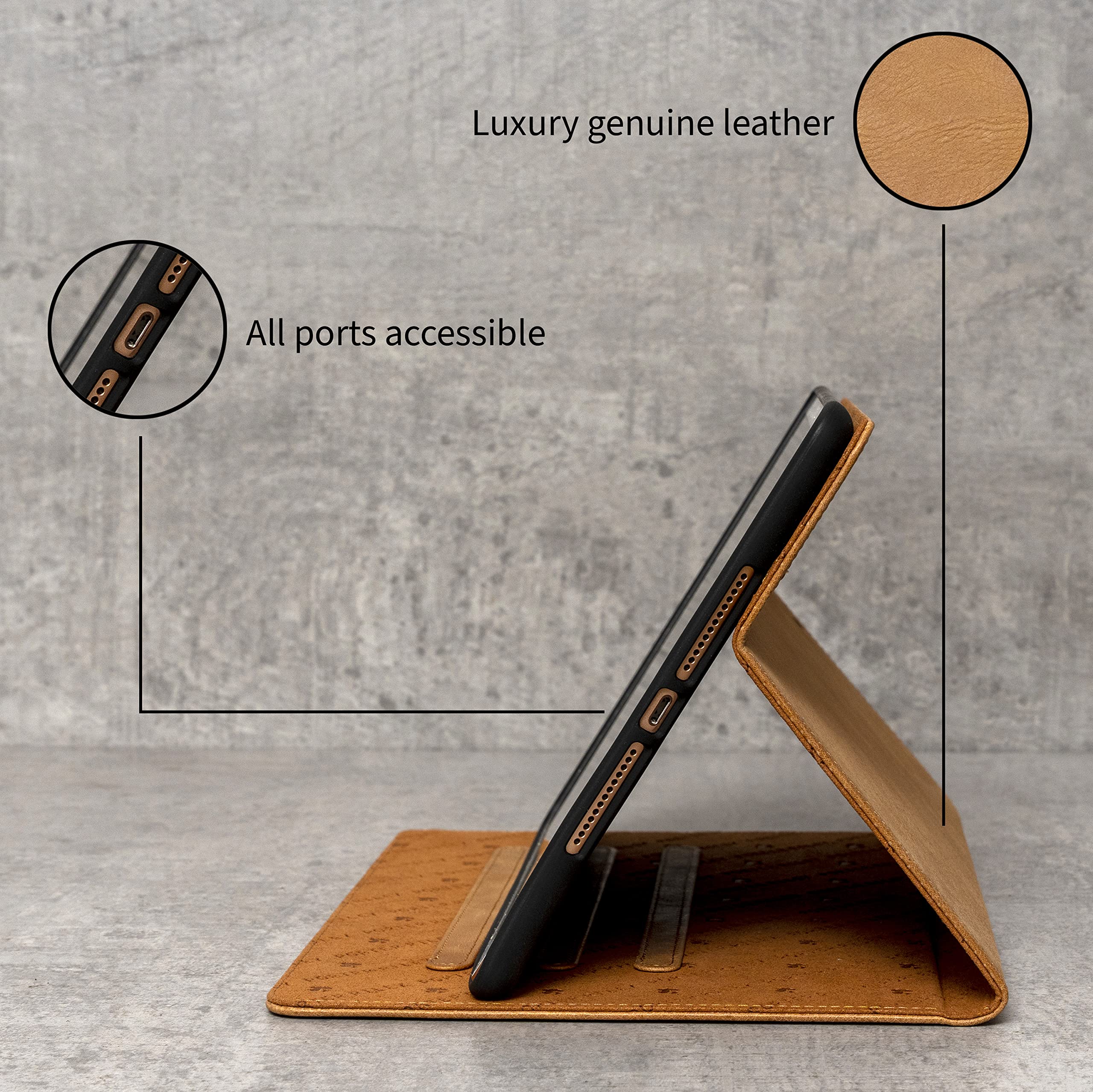 Porter Riley   Leather Case For Ipad 10Th Generation (10.9') 2022 Model. Premium Genuine Leather Stand/Cover/Flip Case (Tan)