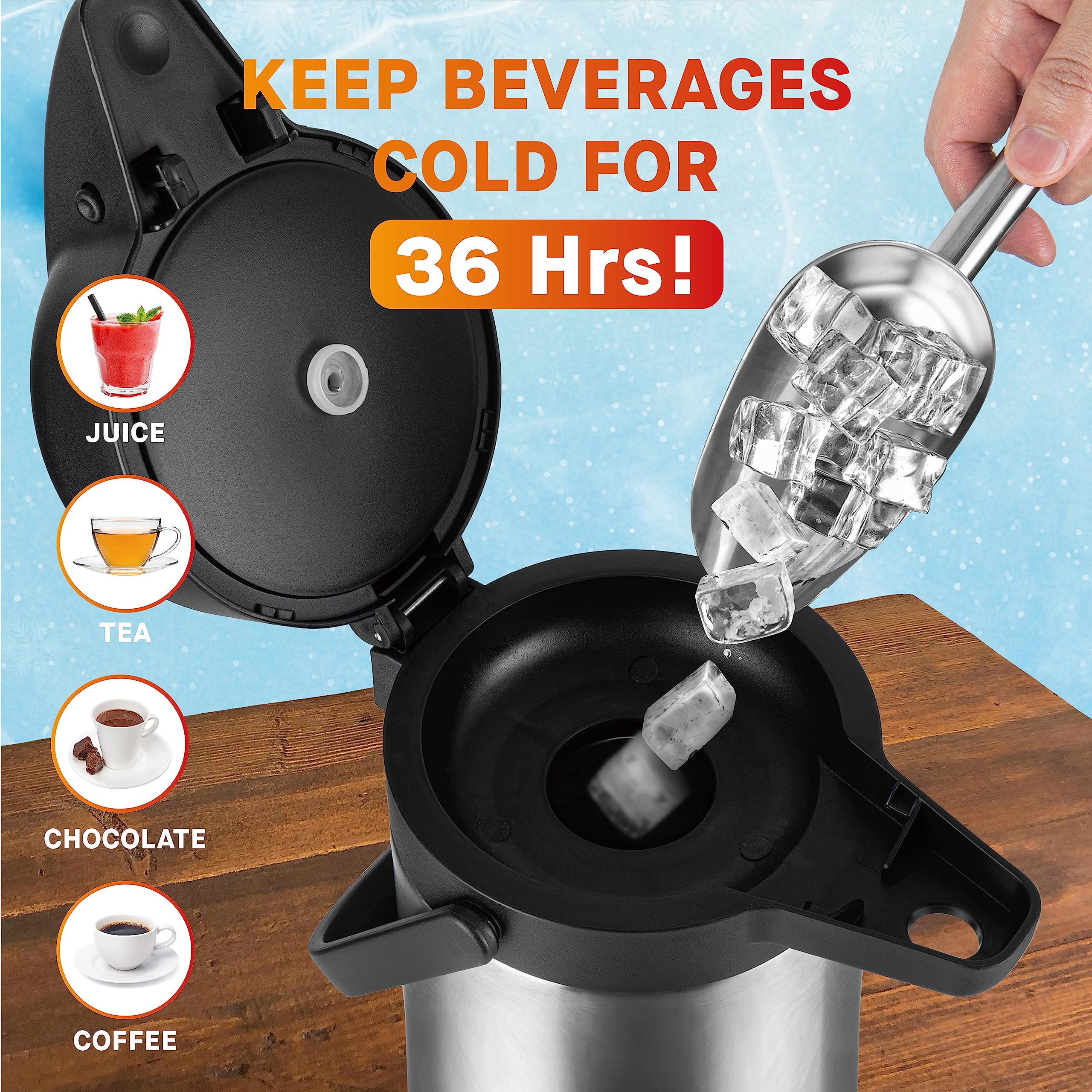 64 Oz Airpot Coffee Dispenser With Pump, 2Pcs Insulated Thermal Coffee Carafe   Stainless Steel Hot Beverage Dispenser   Thermos