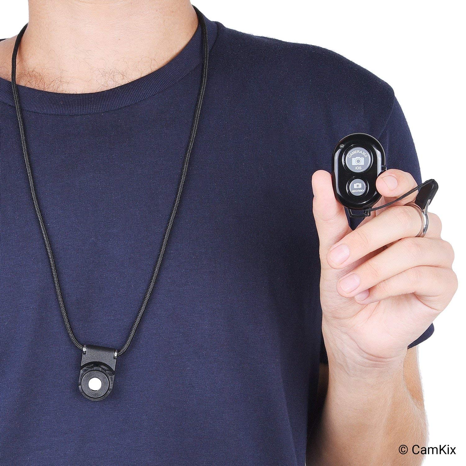 Camkix Camera Shutter Remote Control With Bluetooth Wireless Technology   Black   Lanyard With Detachable Ring Mount   Capture Pictures/Video Wirelessly At 30 Ft Compatible With Iphone/Android