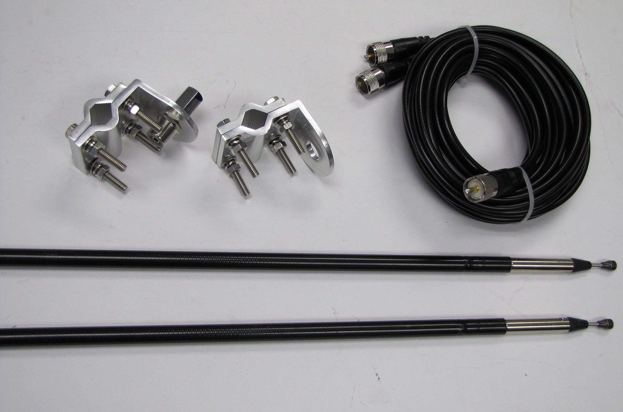 Dual 1500 Watts Antenna Kit, Twin Log 4Ft Antennas, 18Ft Dual Coax, Brackets & Studs