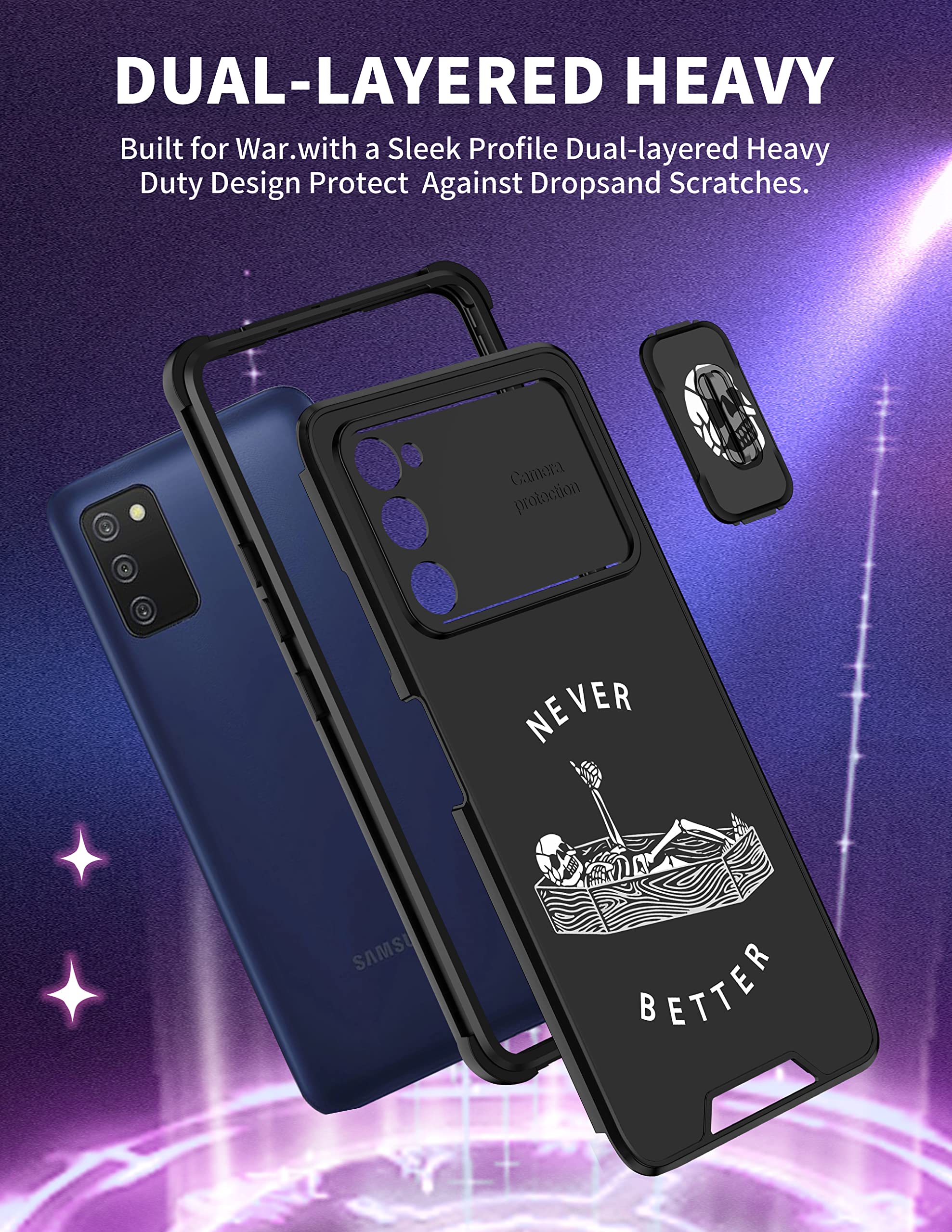 Goocrux For Samsung Galaxy A03S Case Skeleton Gothic For Women Girls Cute Skull Phone Cover Funny Ghost Horror Goth Design With