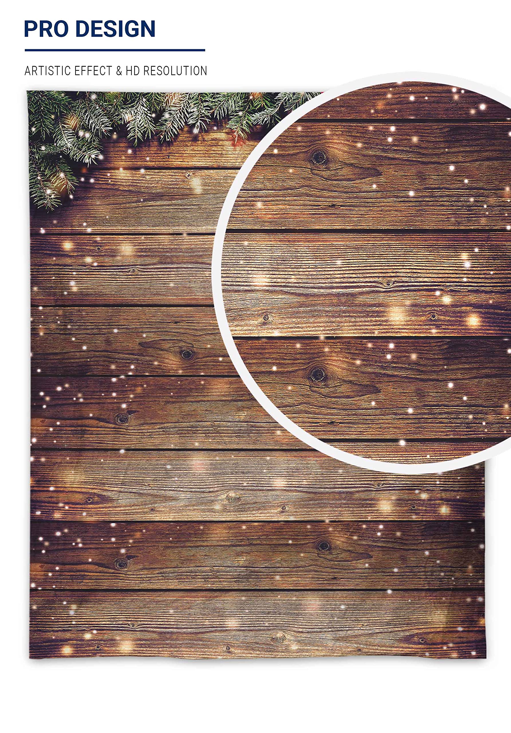 Allenjoy 8X10Ft Snowflake Gold Glitter Christmas Wood Wall Photography Backdrop Xmas Rustic Barn Wooden Floor Background For Chi