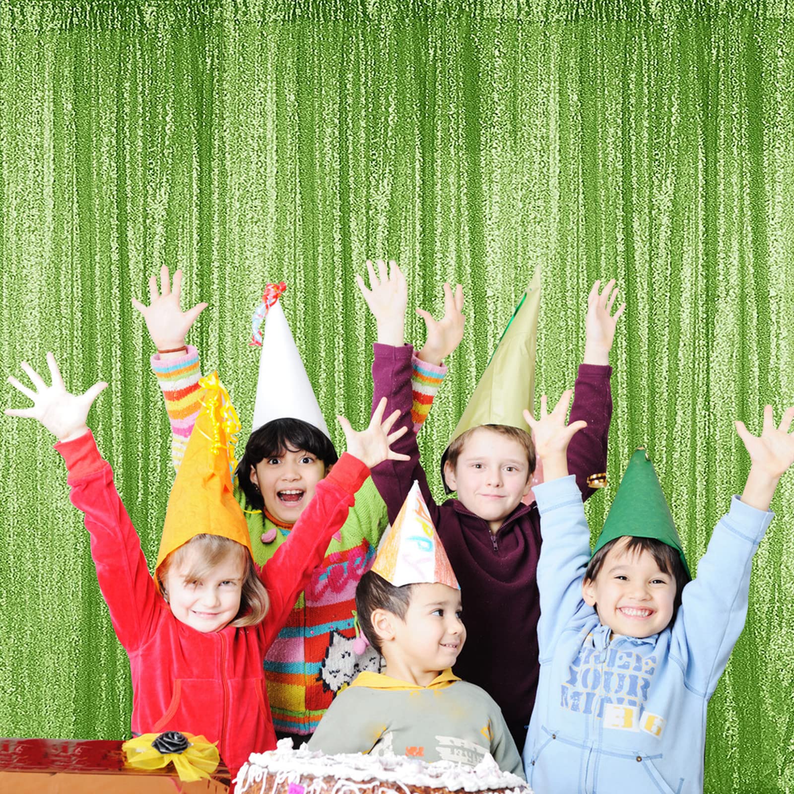 Sugargirl Green Sequin Backdrop Curtain 4 Panels 2Ftx8Ft Glitter Green Background Drapes Sparkle Photography Backdrop For Party