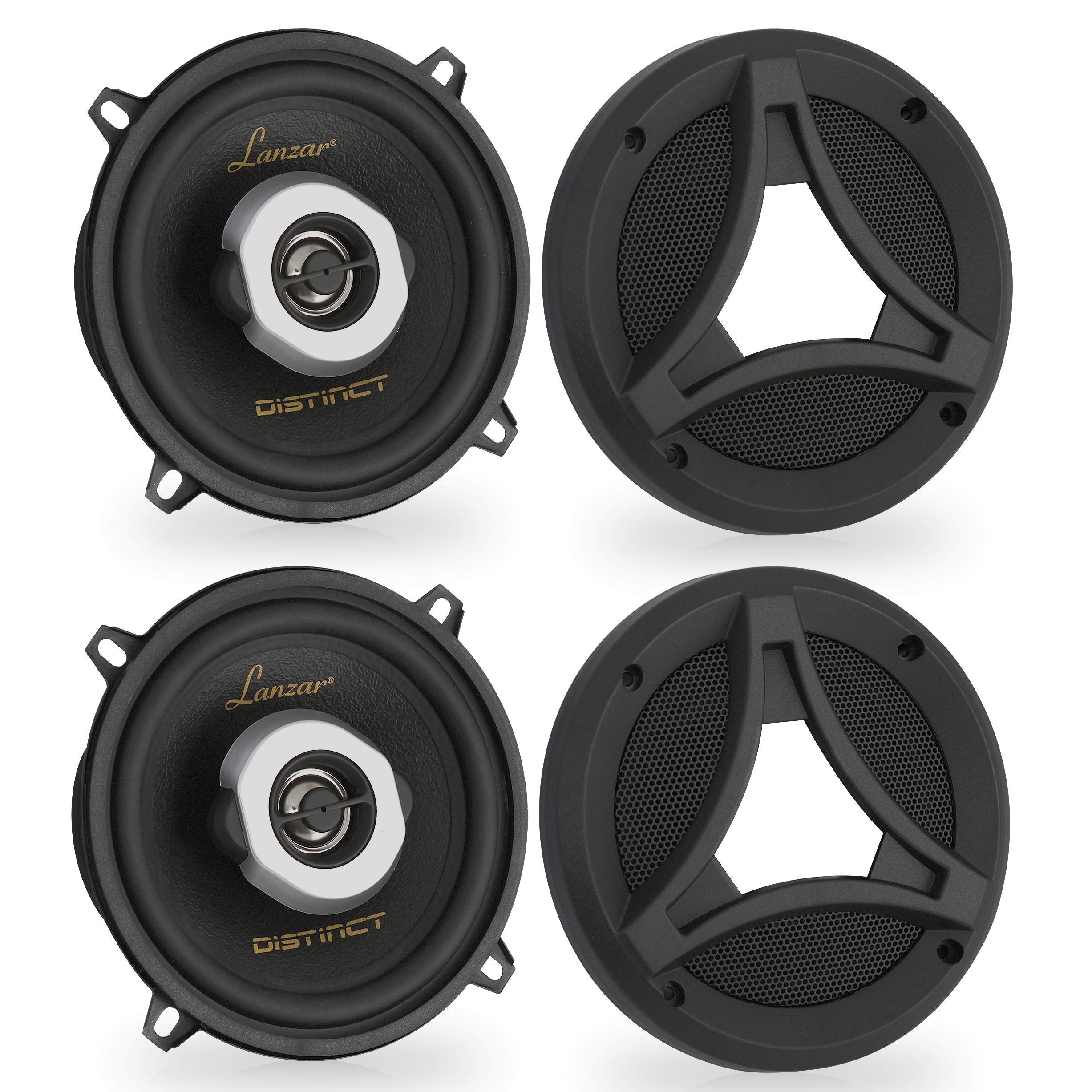 Lanzar Distinct 5.25     In. Car Stereo Speaker Pair | 2 Way Pro Audio Component Speakers | Universal Oem Replacement | 160 Watt
