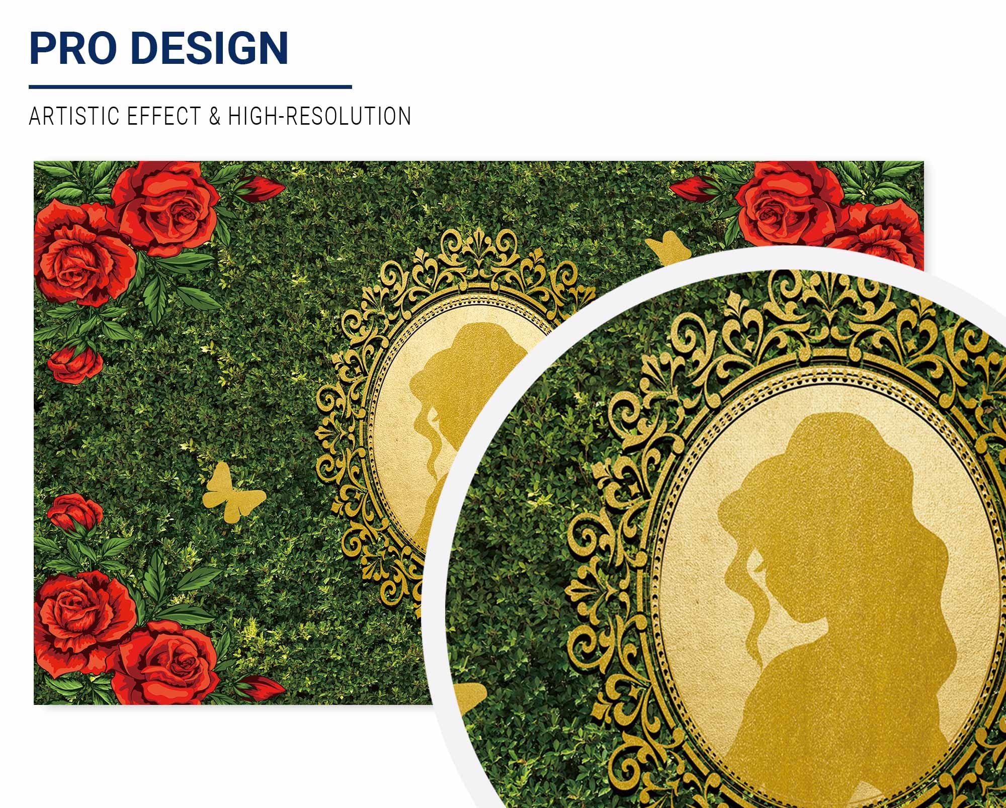 Allenjoy Beauty Flower Garden Backdrop For Girls Birthday Decorations Golden Mirror Red Rose Butterfly Wonderland Background Pri